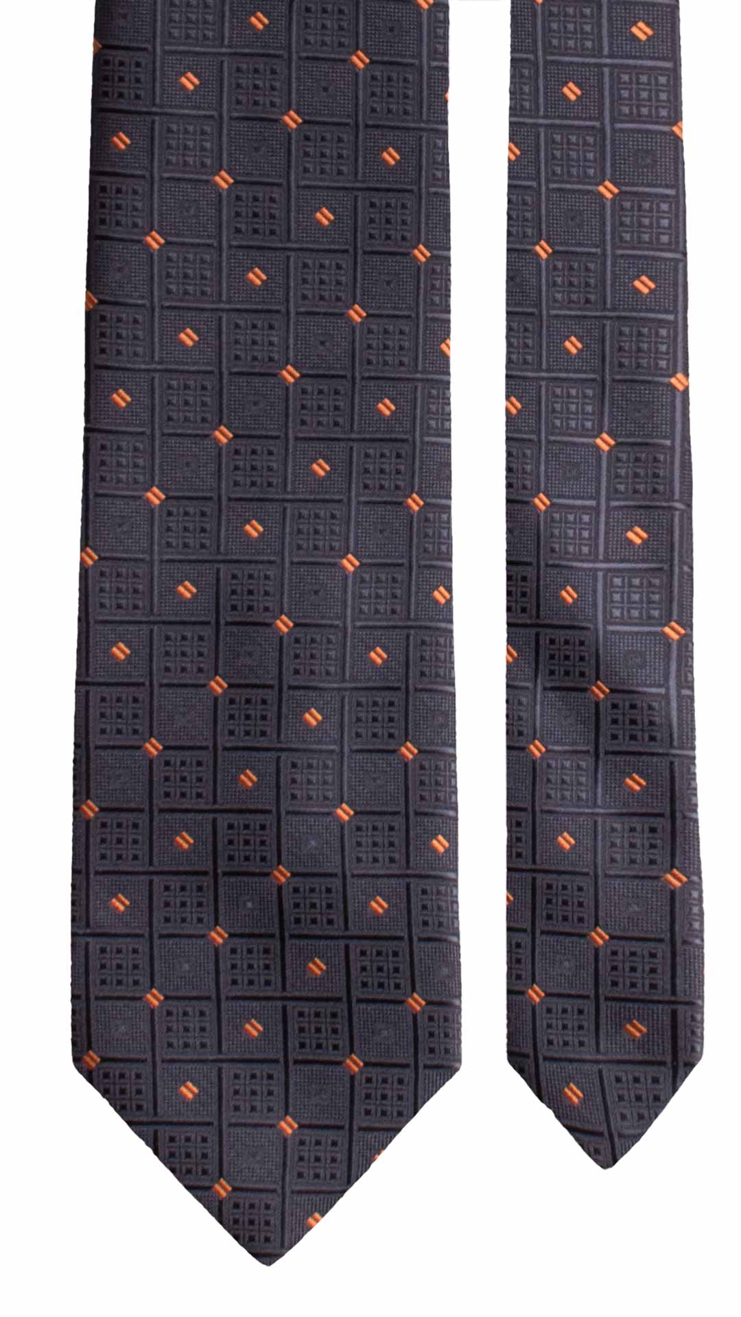 Cravatta a Quadri di Seta Blu Fantasia Rosso Mattone 1941 Graffeo Cravatte Made in Italy Pala