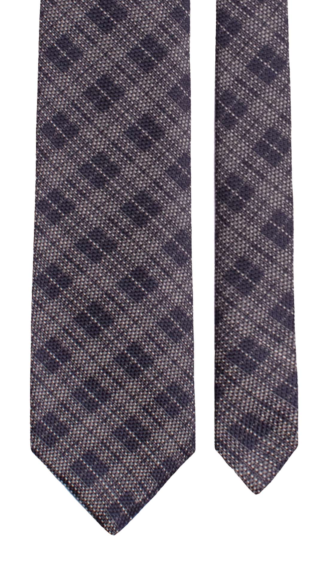 Cravatta a Quadri di Seta Blu Grigi AN7731 Made in Italy Graffeo Cravatte Pala