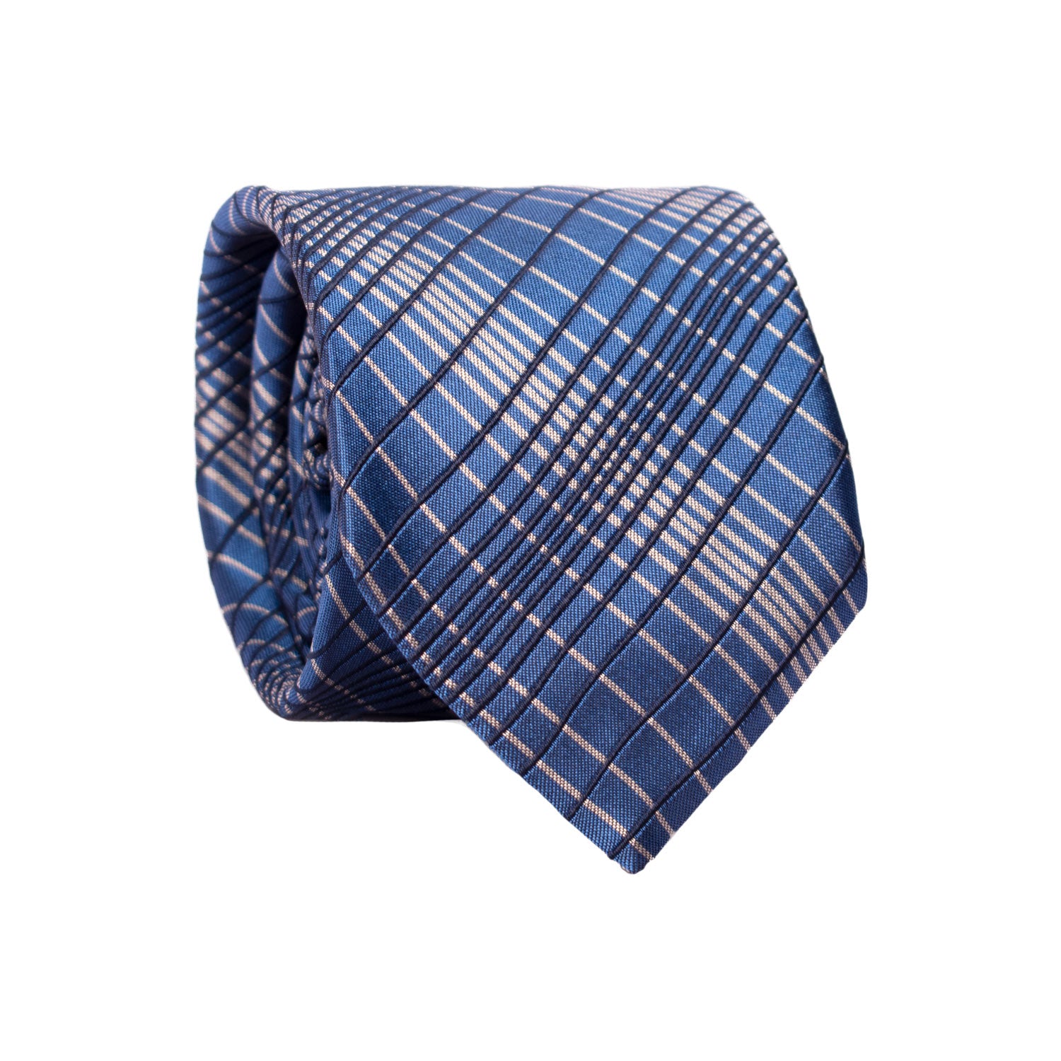 Cravatta a Quadri di Seta Bluette Blu Grigio 7198 Graffeo Cravatte Made in Italy Rotolo