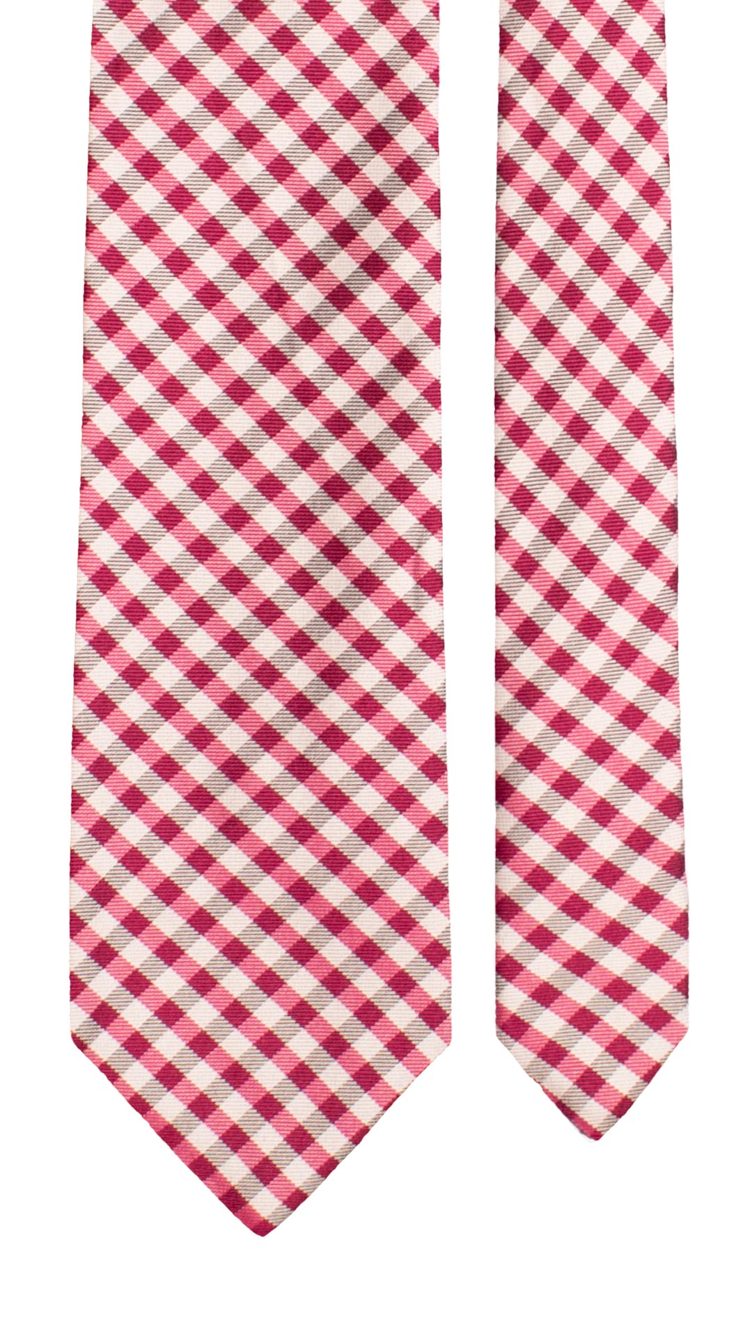 Cravatta a Quadri di Seta Magenta Neri Grigio Argento 7683 Made in Italy Graffeo Cravatte Pala