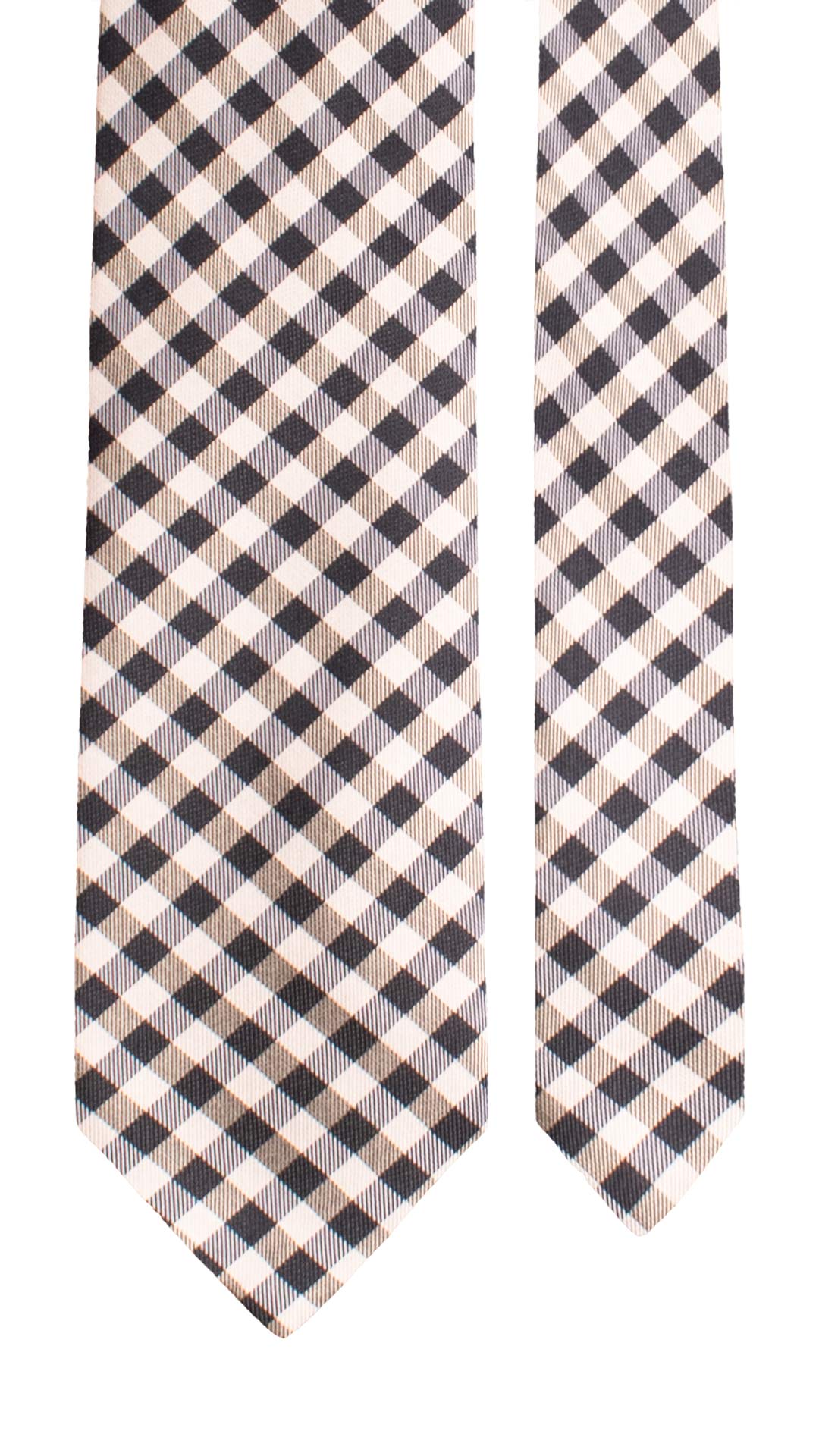 Cravatta a Quadri di Seta Nera Bianco Sporco 2175 Graffeo Cravatte Made in Italy Pala