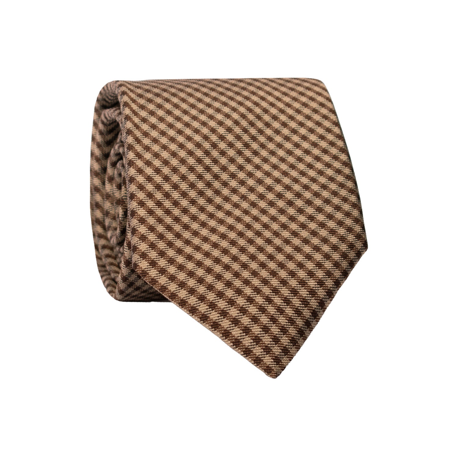 Cravatta a Quadri di Seta Tortora Marrone 7380 Graffeo Cravatte Made in Italy Rotolo