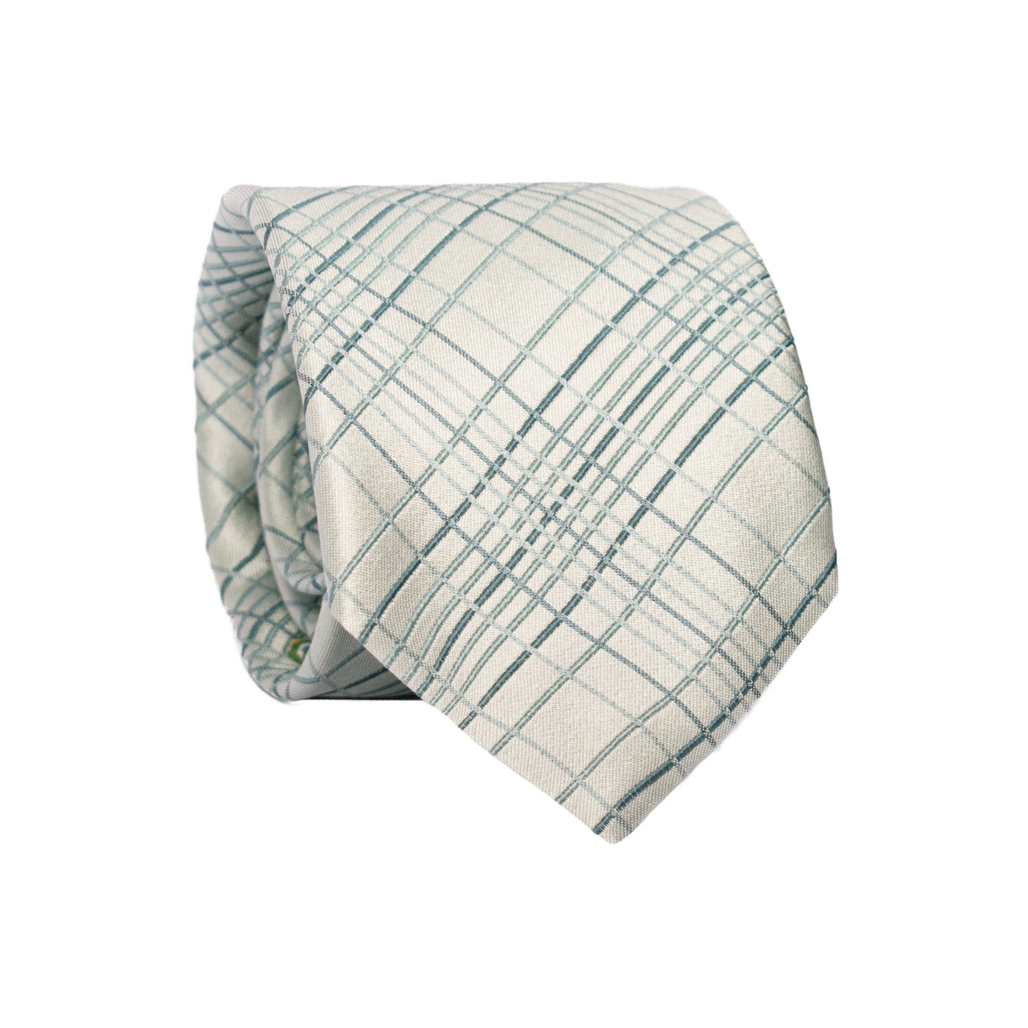 Cravatta a Quadri di Seta Verde Acqua 7189 Graffeo Cravatte Made in Italy Rotolo