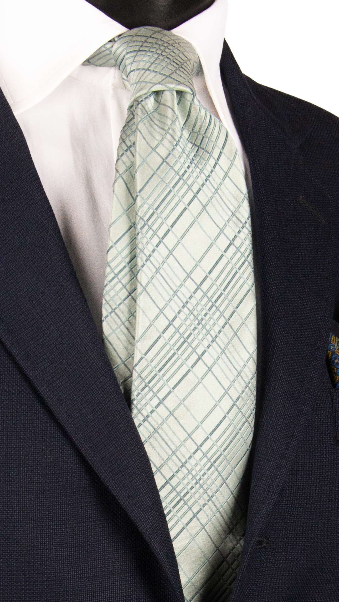 Cravatta a Quadri di Seta Verde Acqua 7189 Graffeo Cravatte Made in Italy
