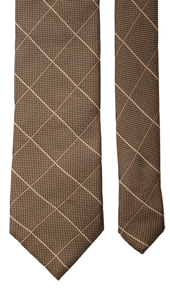 Cravatta a Quadri di Seta Verde Oliva Tortora Made in Italy Graffeo Cravatte Pala