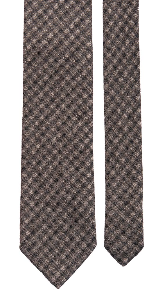 Cravatta a Quadri in Lana Seta Griga Blu Made in Italy Graffeo Cravatte Pala