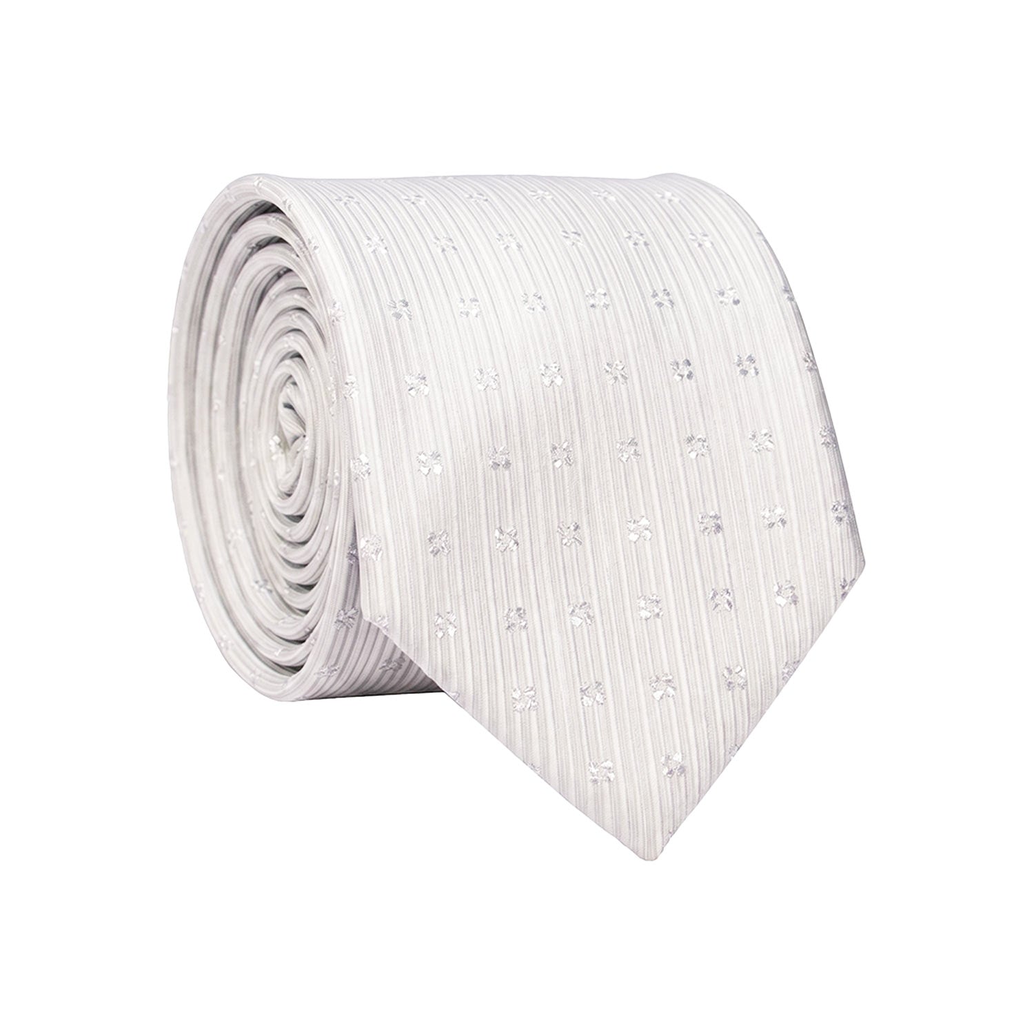 Cravatta da Cerimonia di Seta Bianca Fantasia Grigia Lurex CY1595 Graffeo Cravatte Made in Italy Rotolo