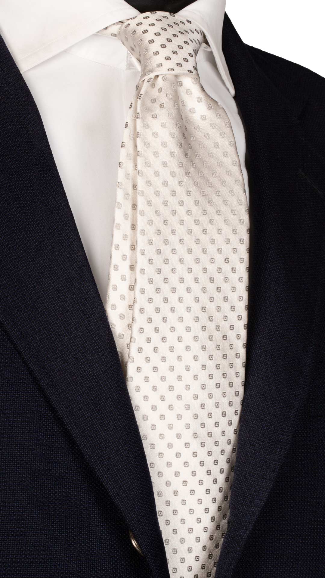 Cravatta da Cerimonia di Seta Bianca Fantasia Grigia Made in Italy Graffeo Cravatte