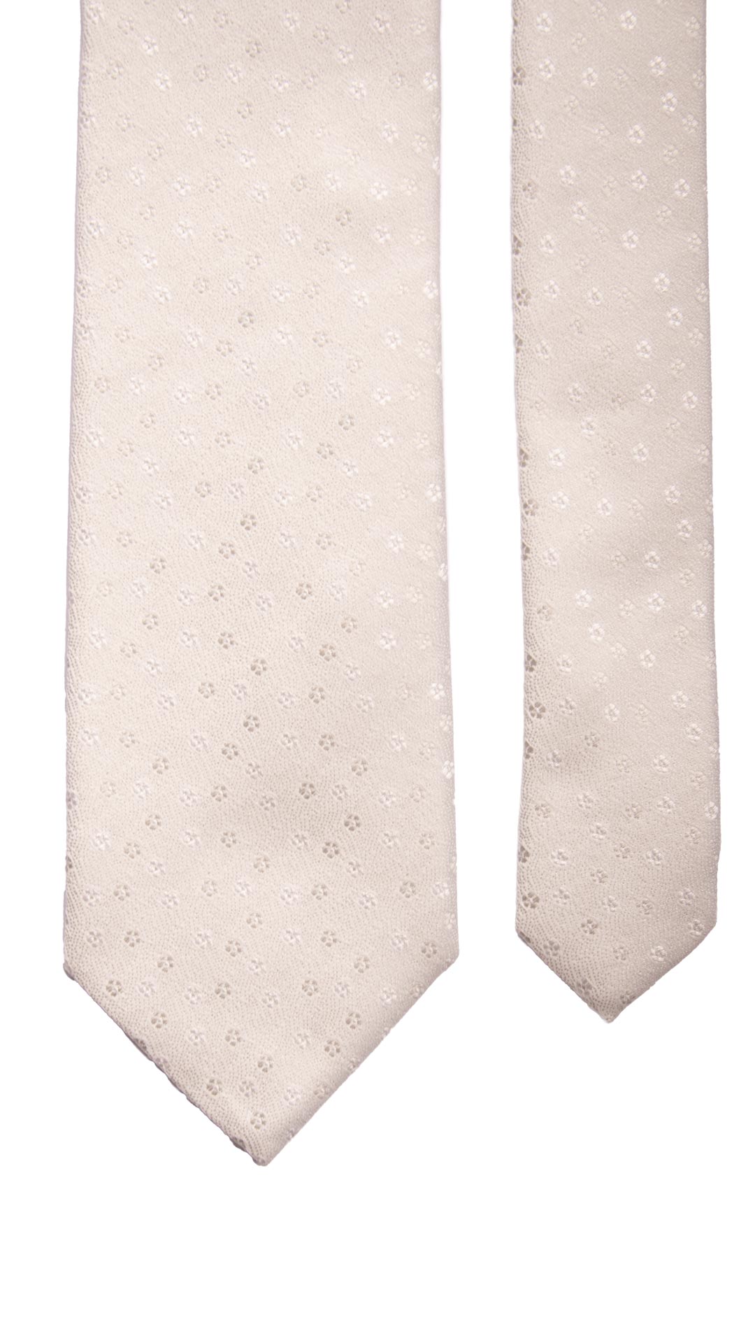 Cravatta da Cerimonia di Seta Bianco Perla Cangiante a Fiori Grigi Made in Italy Graffeo Cravatte Pala