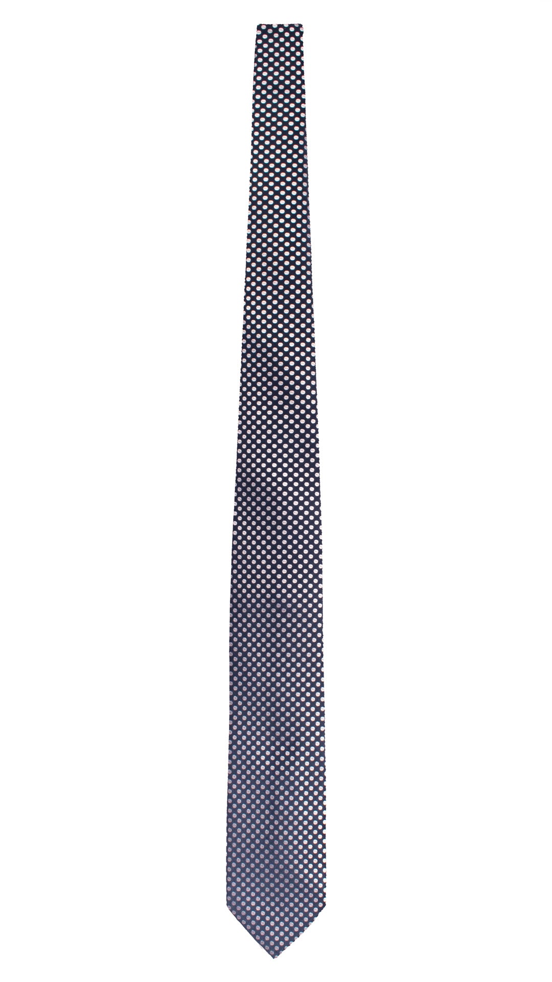 Cravatta da Cerimonia di Seta Blu Fantasia Bianca CY1614 Graffeo Cravatte Made in Italy Intera