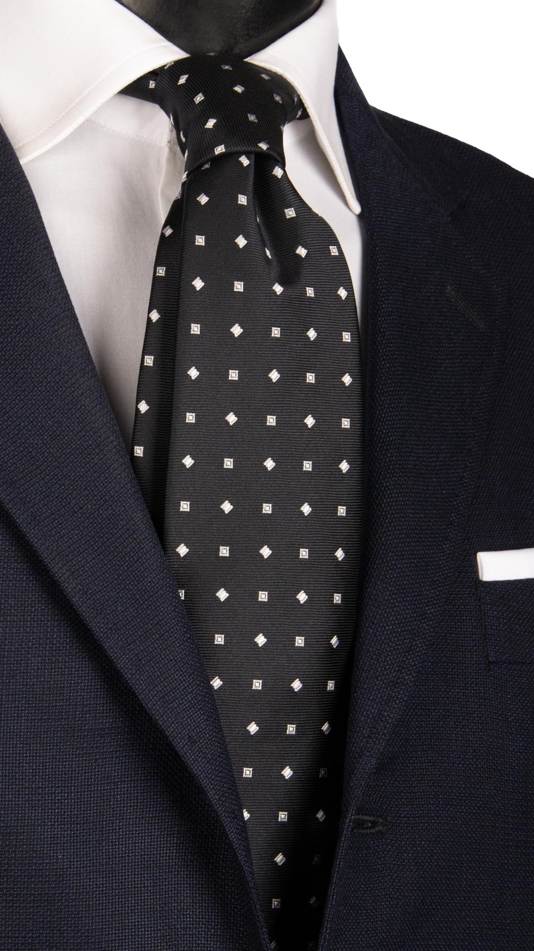 Cravatta da Cerimonia di Seta Blu Fantasia Grigia Argento Made in Italy Graffeo Cravatte