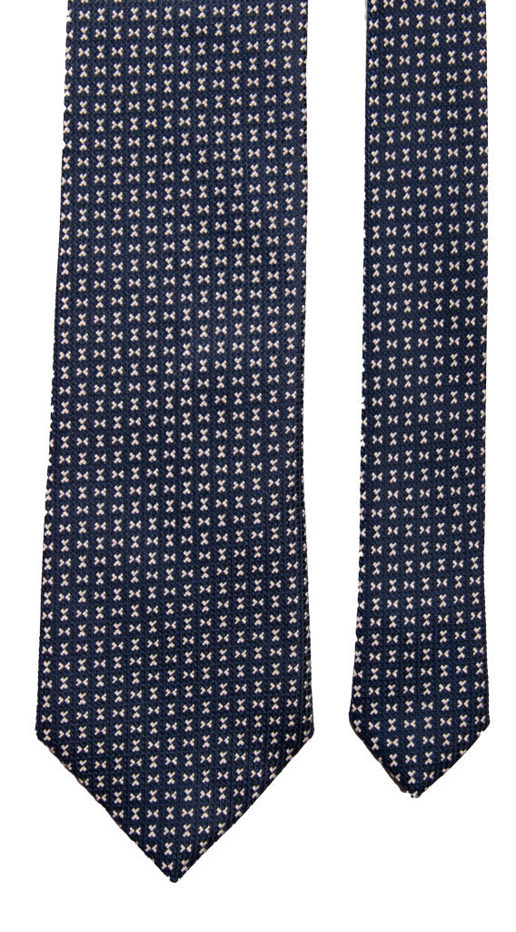 Cravatta da Cerimonia di Seta Blu Fantasia Grigia Argento CY6826 Pala