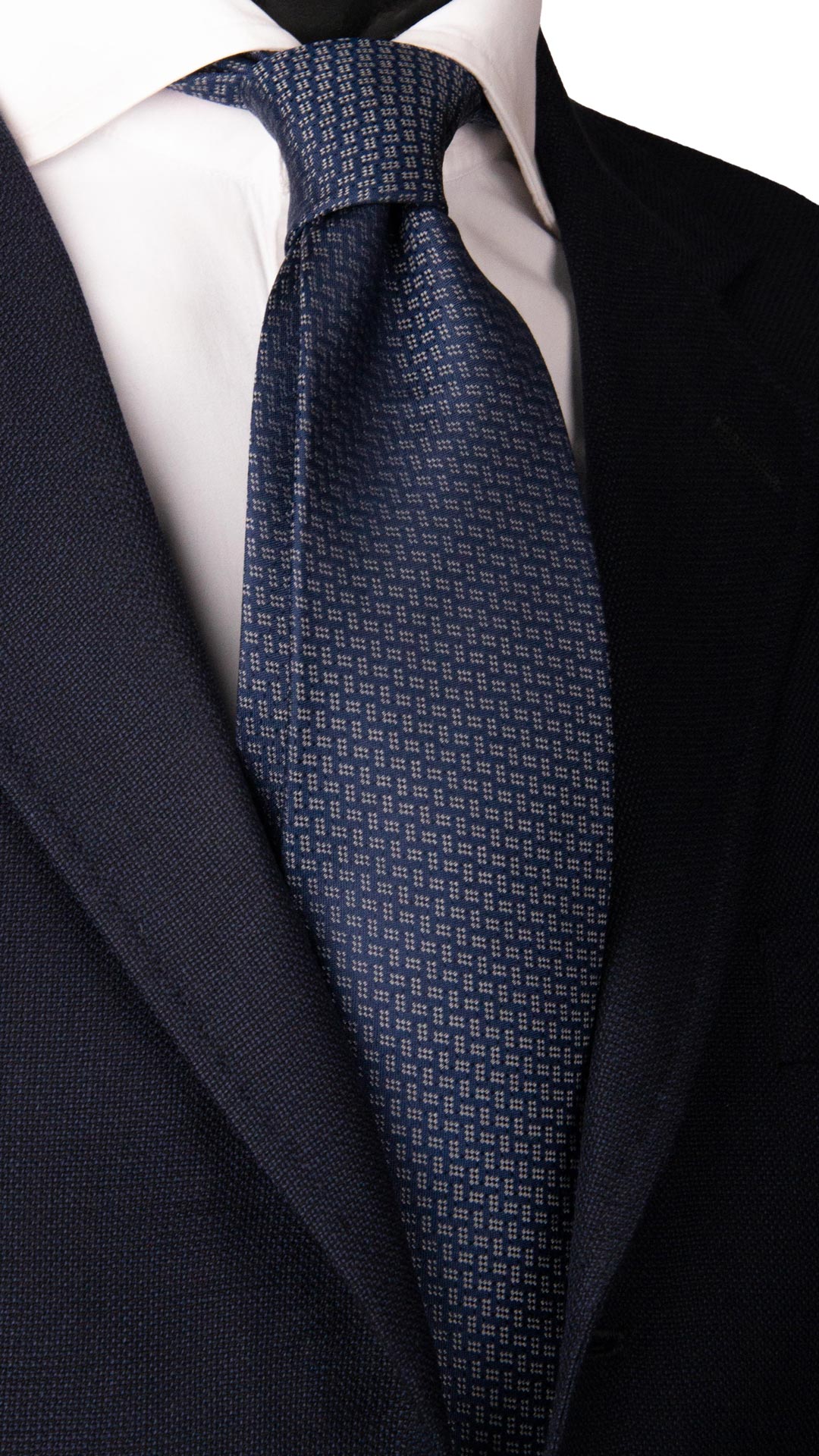 Cravatta da Cerimonia di Seta Blu Fantasia Grigia CY2378 Made in Itay Graffeo Cravatte