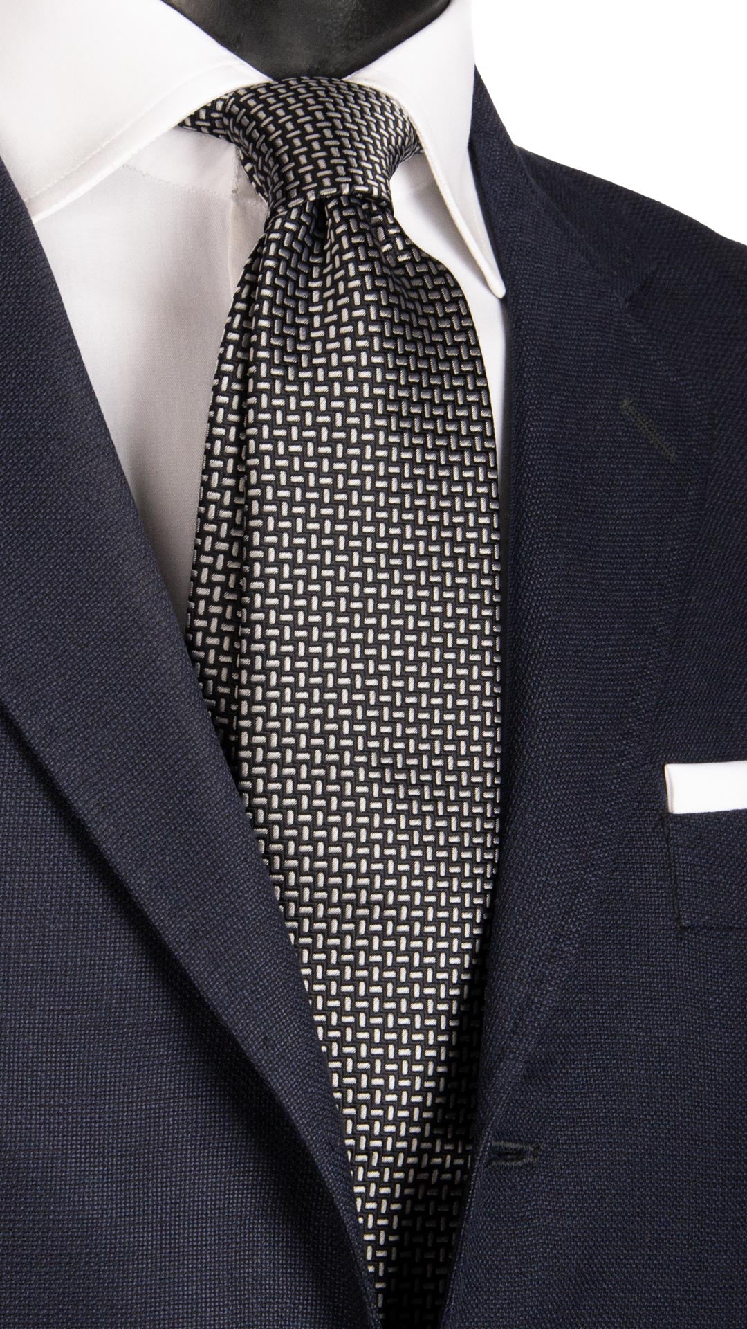Cravatta da Cerimonia di Seta Blu Fantasia Grigio Argento CY6662 Made in Italy Graffeo Cravatte