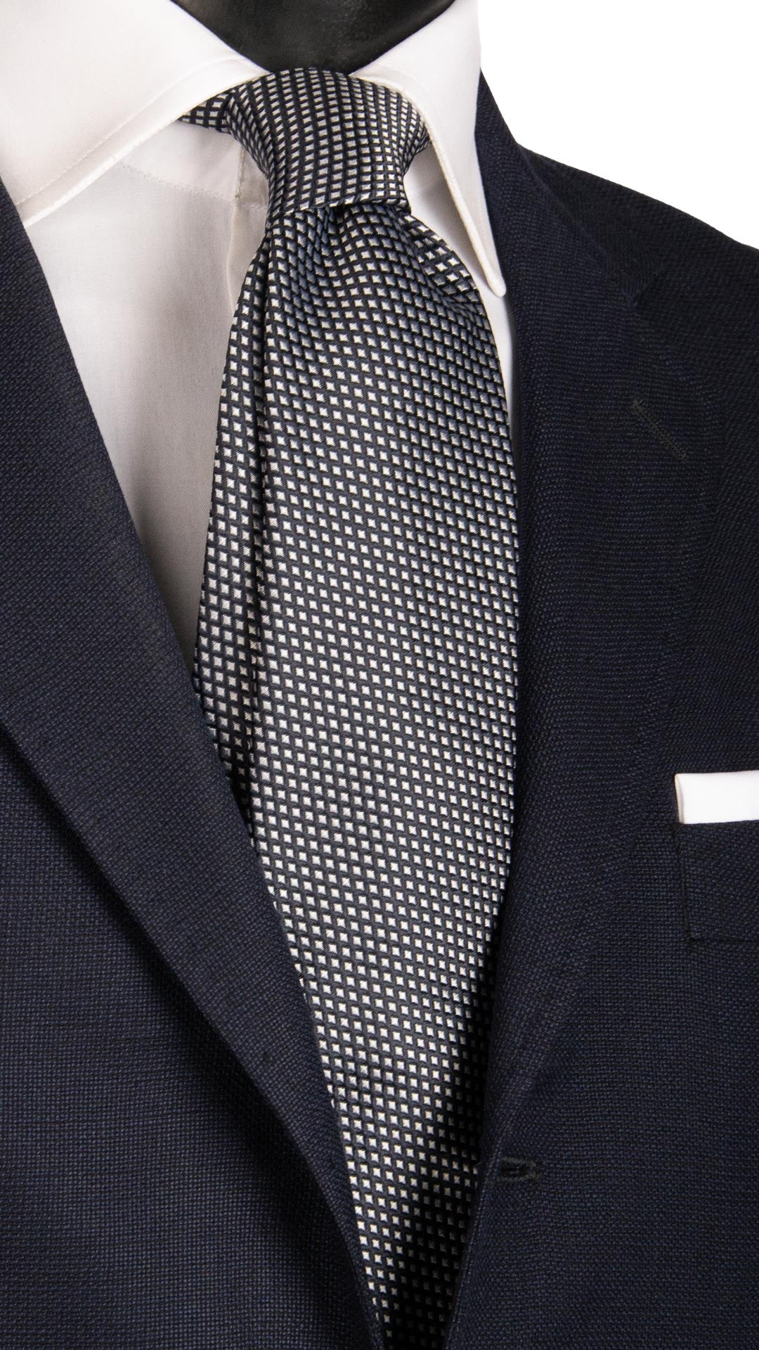 Cravatta da Cerimonia di Seta Blu Grigia Argento Made in Italy Graffeo Cravatte