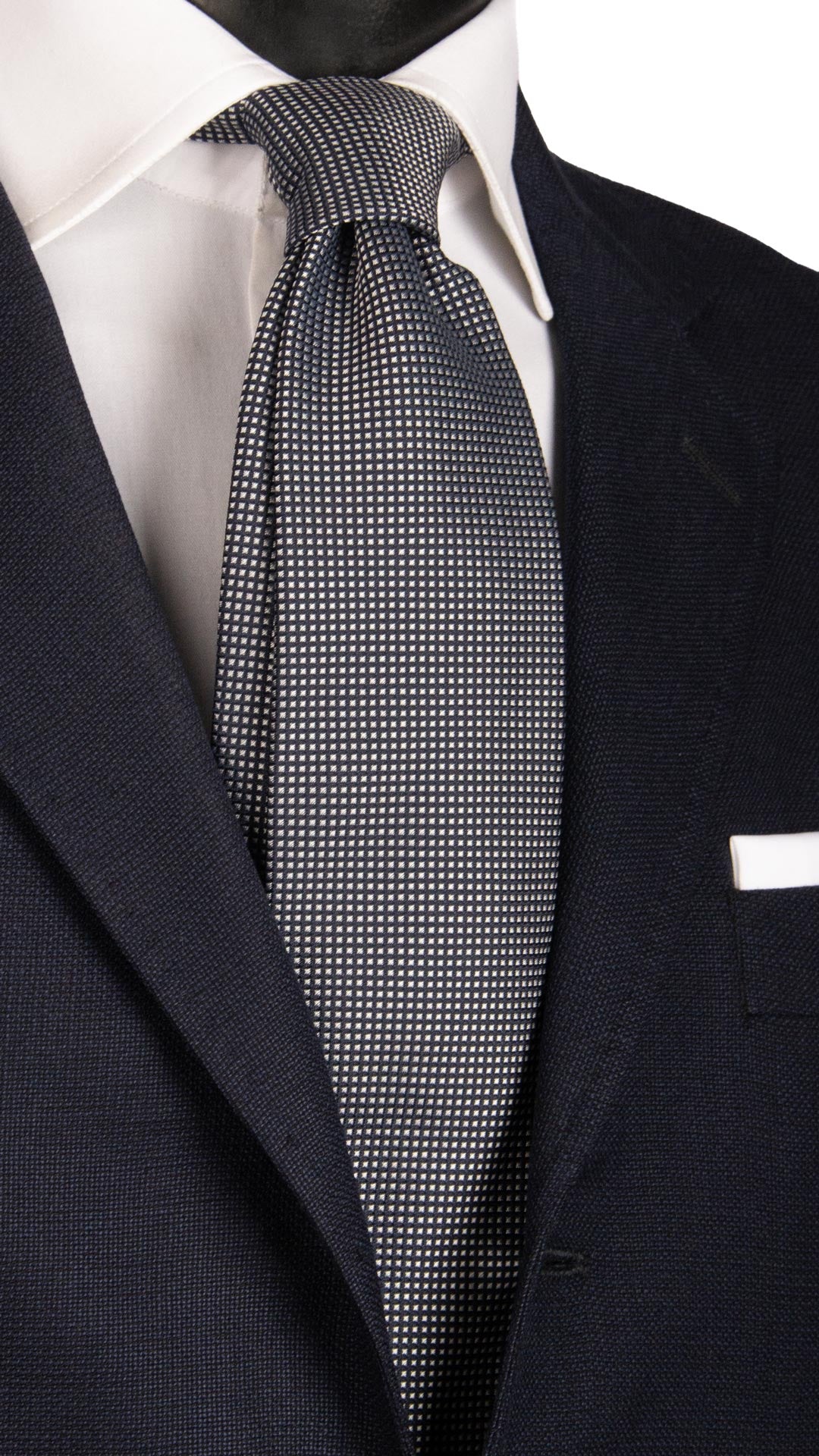Cravatta da Cerimonia di Seta Blu Grigia Argento CY6620 Made in Italy Graffeo Cravatte