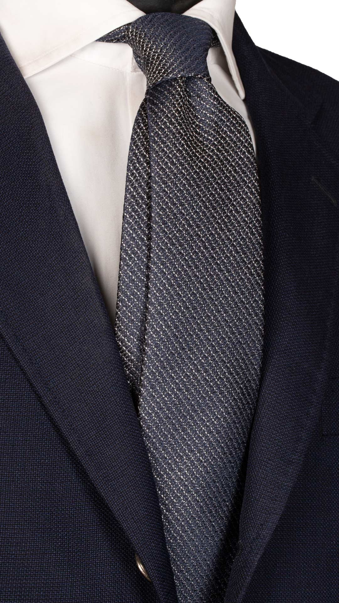 Cravatta da Cerimonia di Seta Blu Grigia Effetto Lino Made in Italy graffeo Cravatte