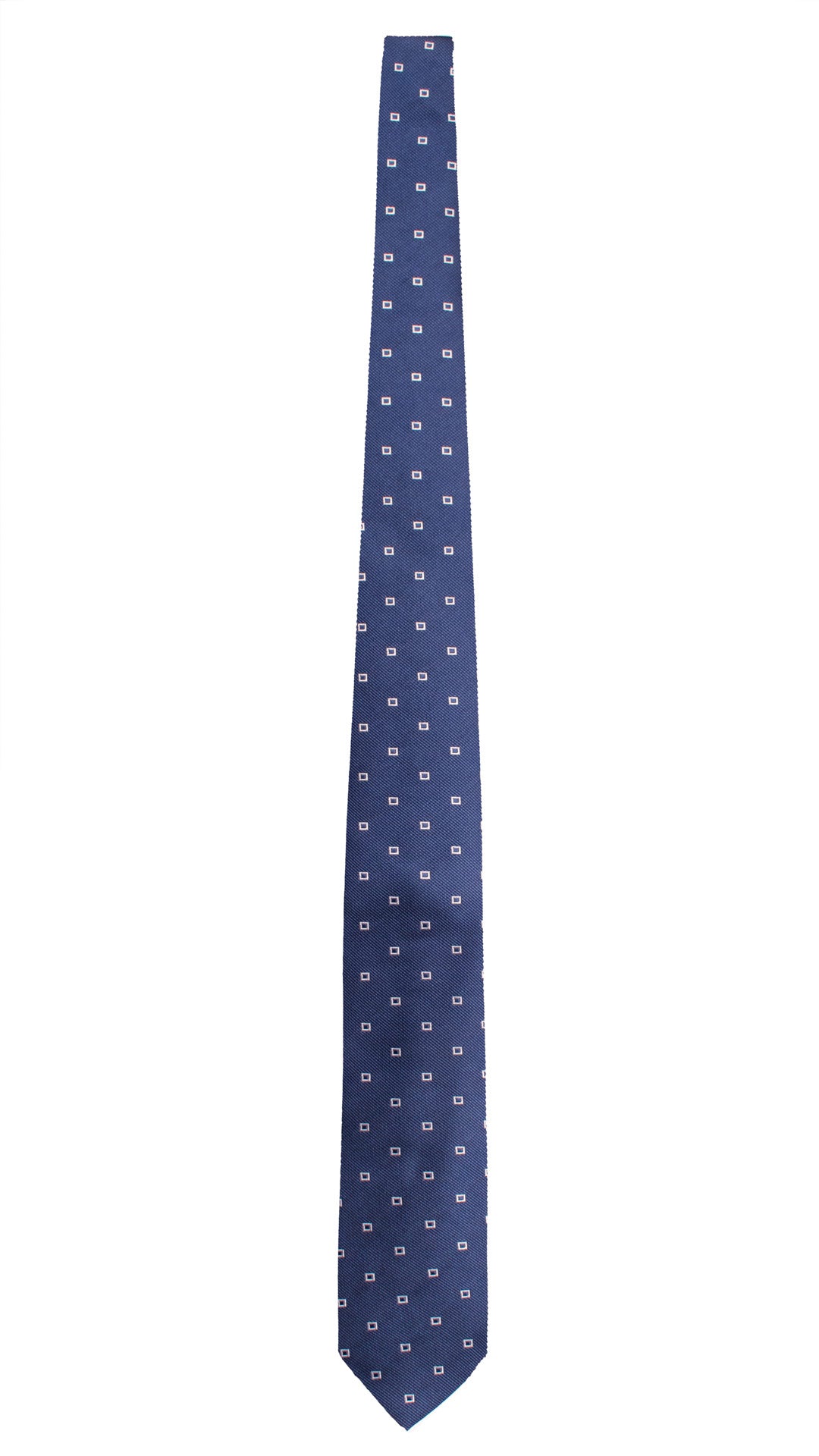 Cravatta da Cerimonia di Seta Blu Navy Fantasia Bianca CY1969 Graffeo Cravatte Made in Italy Intera