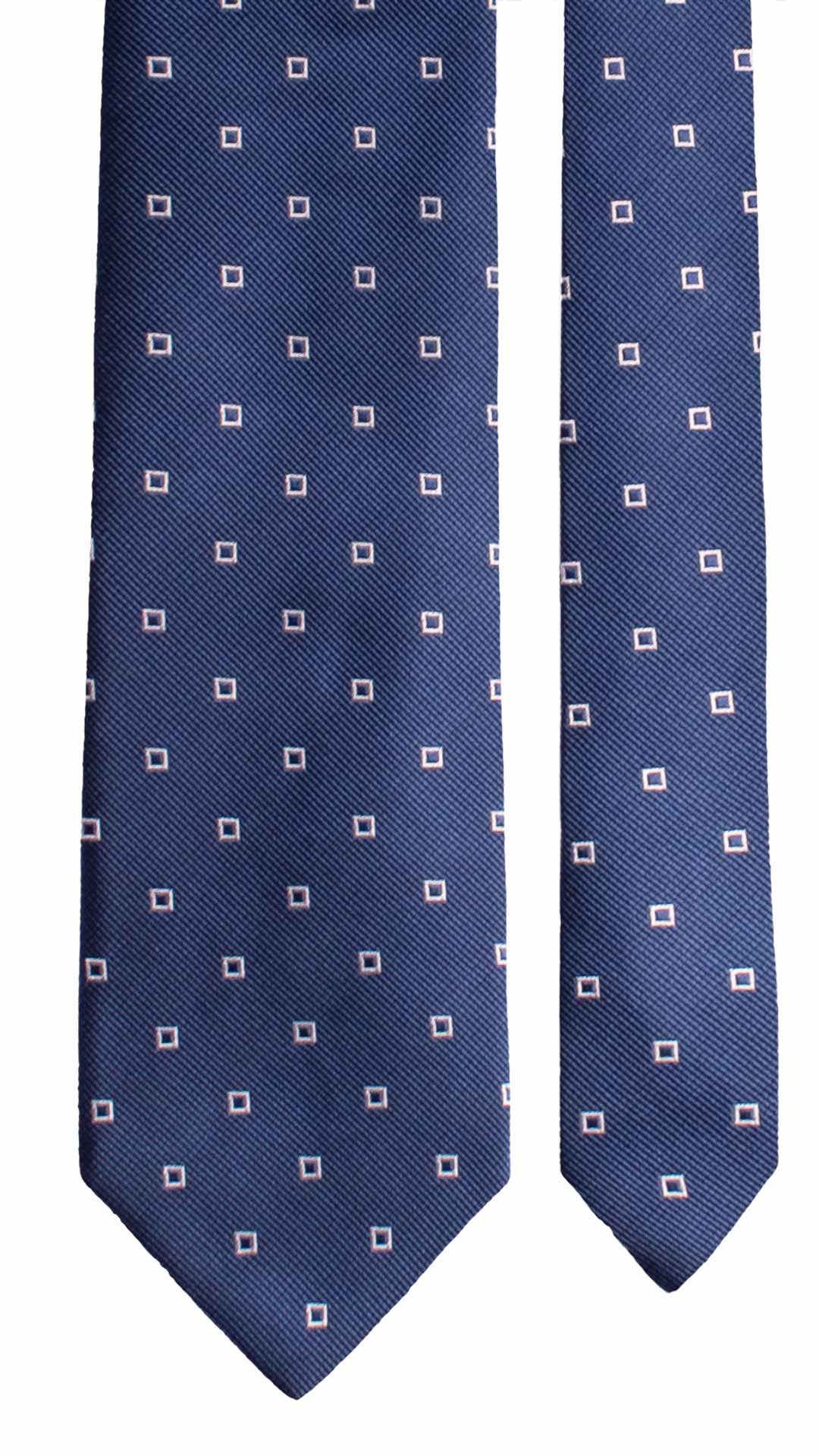 Cravatta da Cerimonia di Seta Blu Navy Fantasia Bianca CY1969 Graffeo Cravatte Made in Italy Pala