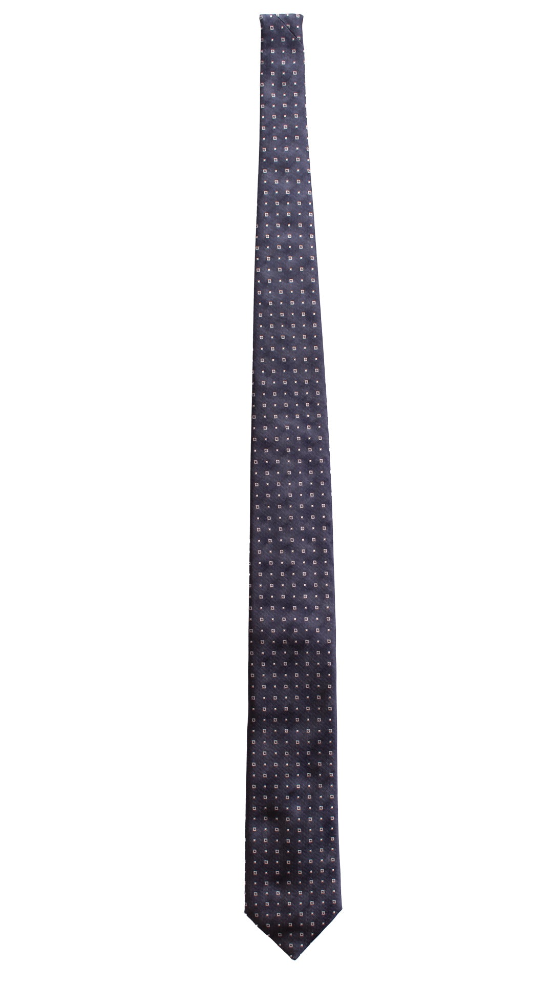 Cravatta da Cerimonia di Seta Blu Navy Fantasia Bianca CY6644 Intera