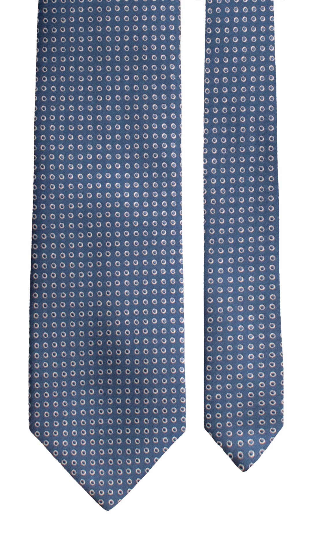 Cravatta da Cerimonia di Seta Blu Navy Fantasia Grigio Argento CY2099 Graffeo Cravatte Made in Italy Pala