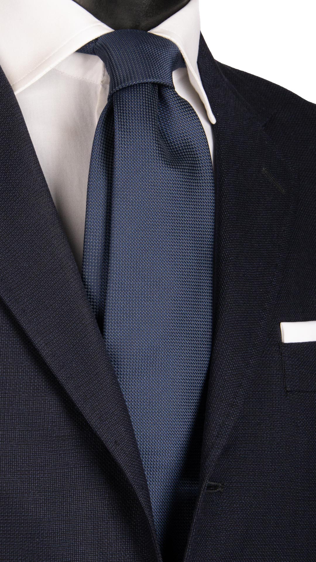 Cravatta da Cerimonia di Seta Blu Navy Grigia Made in Italy Graffeo Cravatte