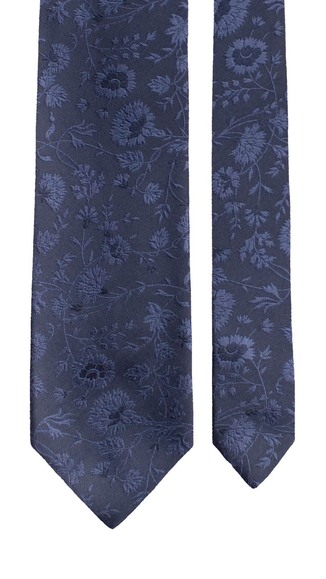 Cravatta da Cerimonia di Seta Blu Navy a Fiori Tono su Tono CY1610 Graffeo Cravatte Made in Italy Pala