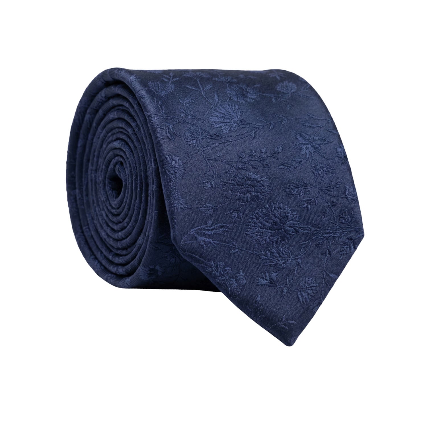 Cravatta da Cerimonia di Seta Blu Navy a Fiori Tono su Tono CY1610 Graffeo Cravatte Made in Italy Rotolo