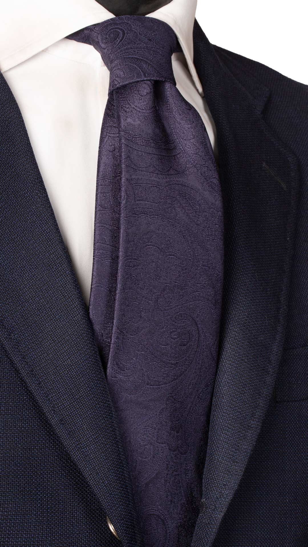 Cravatta da Cerimonia di Seta Blu Paisley Tono su Tono Made in Italy Graffeo Cravatte