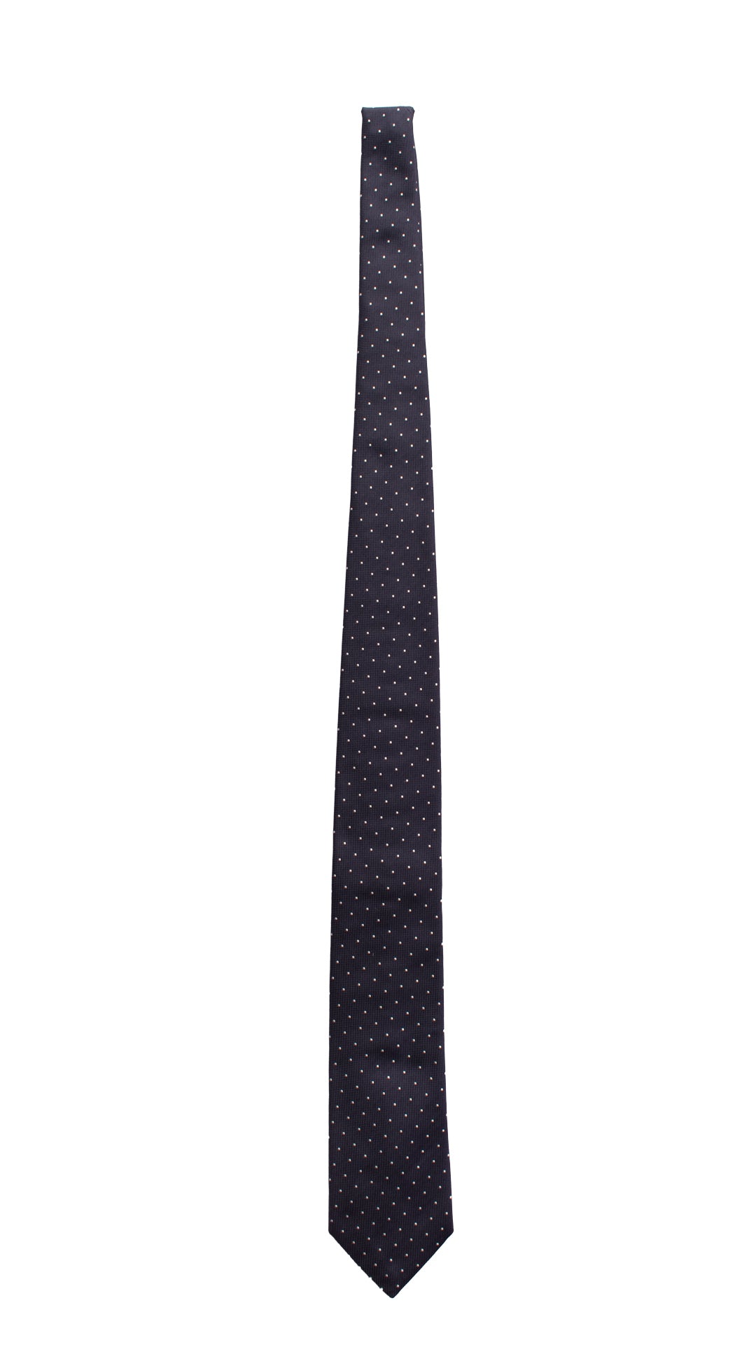 Cravatta da Cerimonia di Seta Blu a Pois Bianchi CY6638 Intera