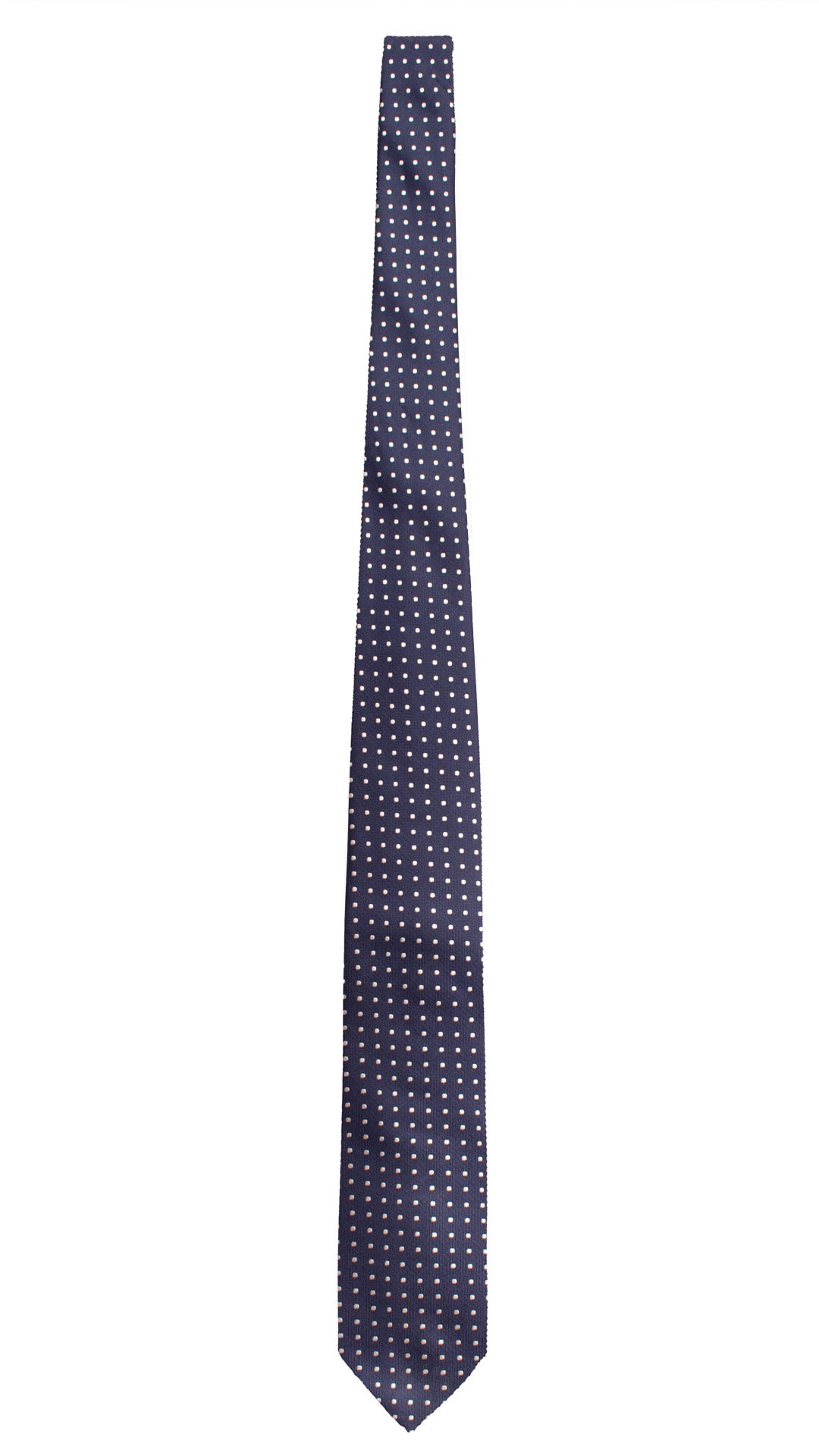 Cravatta da Cerimonia di Seta Blu a Pois Grigio Argento CY2105 Graffeo Cravatte Made in Italy Intera