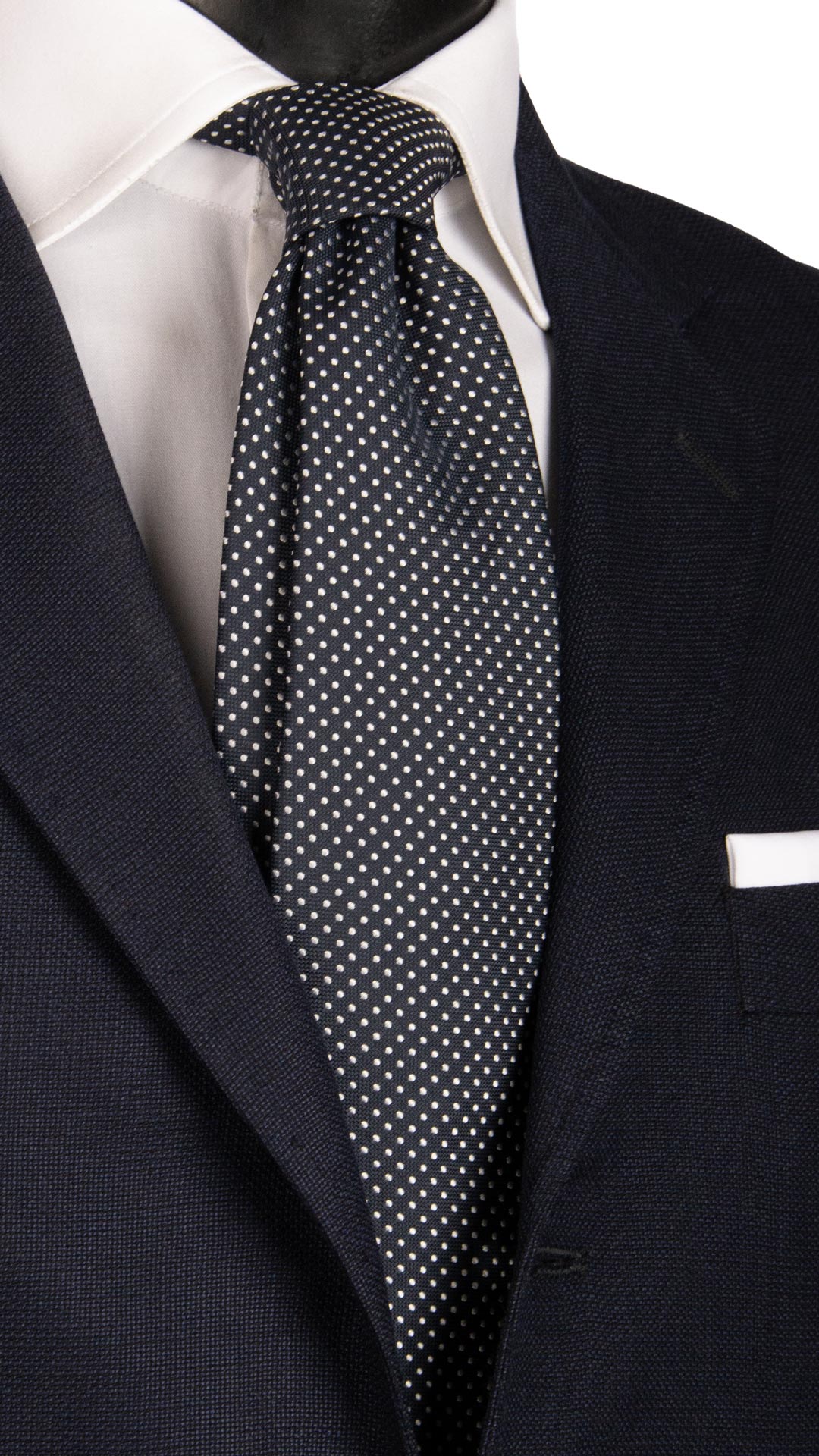 Cravatta da Cerimonia di Seta Blu a Pois Grigio Argento CY6656 Made in Italy Graffeo Cravatte
