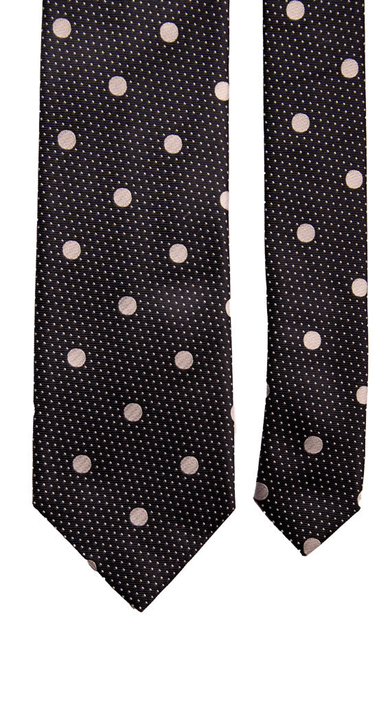 Cravatta da Cerimonia di Seta Blu a Pois Grigio Argento Made in Italy Graffeo Cravatte Pala