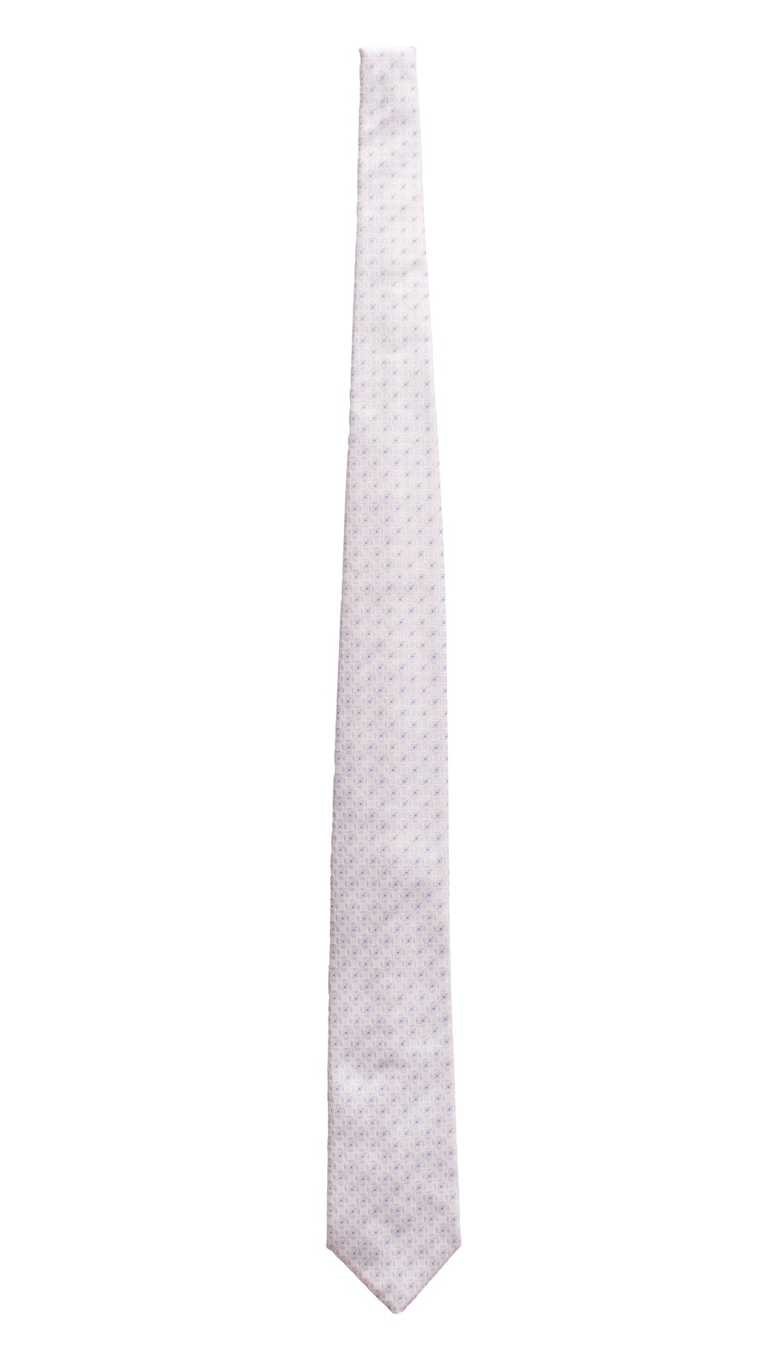 Cravatta da Cerimonia di Seta Color Ghiaccio Fantasia Bianca Bluette Made in Italy Graffeo Cravatte Intera