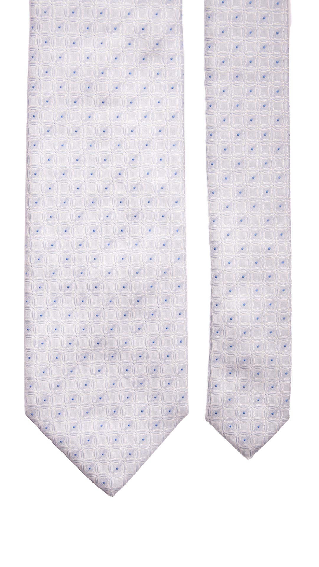 Cravatta da Cerimonia di Seta Color Ghiaccio Fantasia Bianca Bluette Made in Italy Graffeo Cravatte Pala