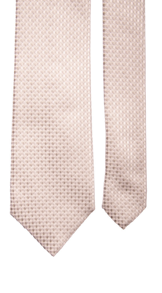Cravatta da Cerimonia di Seta Fantasia Bianco Perla Grigio Argento Made in Italy Graffeo Cravatte Pala