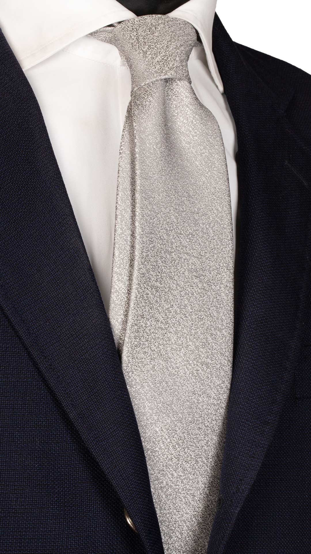Cravatta Stretta In Seta Grigia Con Righe Rosso Rosate - Lunghezza 151 Cm, Larghezza 6,6 Cm, Taglio Slim