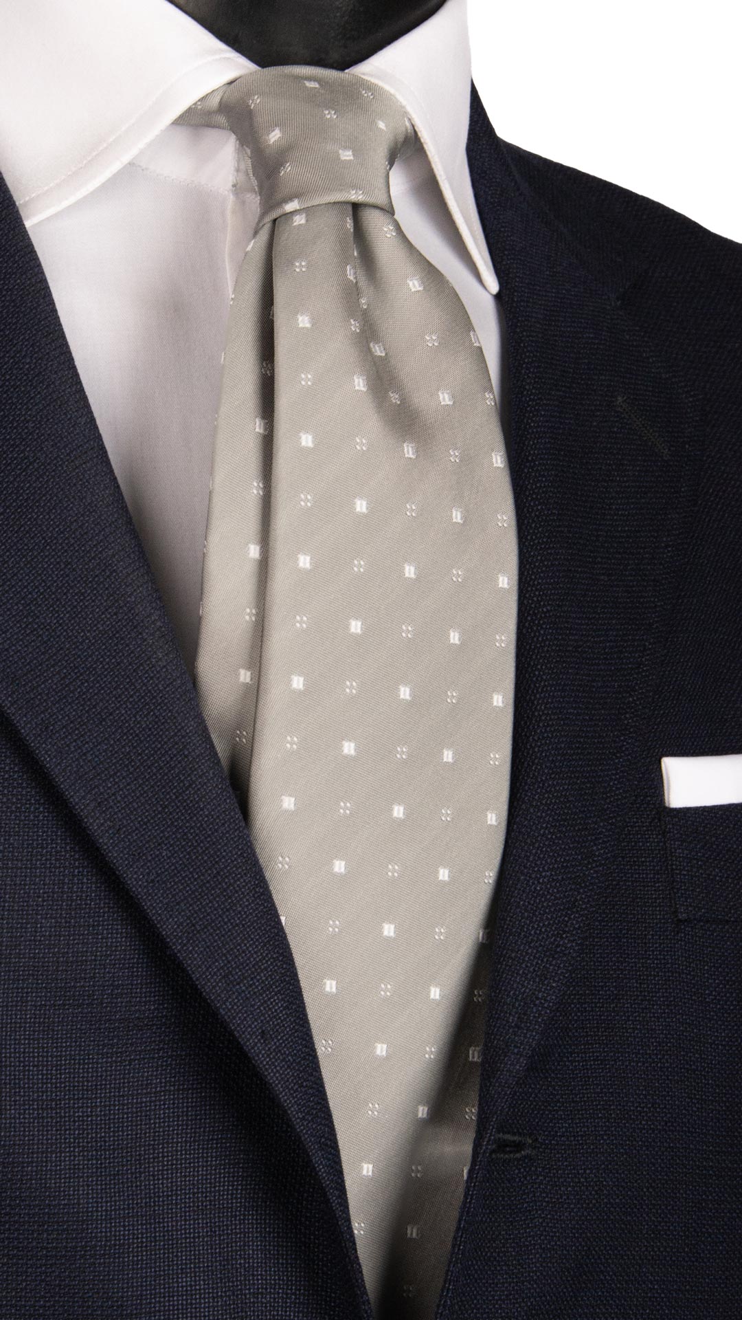 Cravatta da Cerimonia di Seta Grigia Fantasia Bianca CY6670 Made in Italy Graffeo cravatte