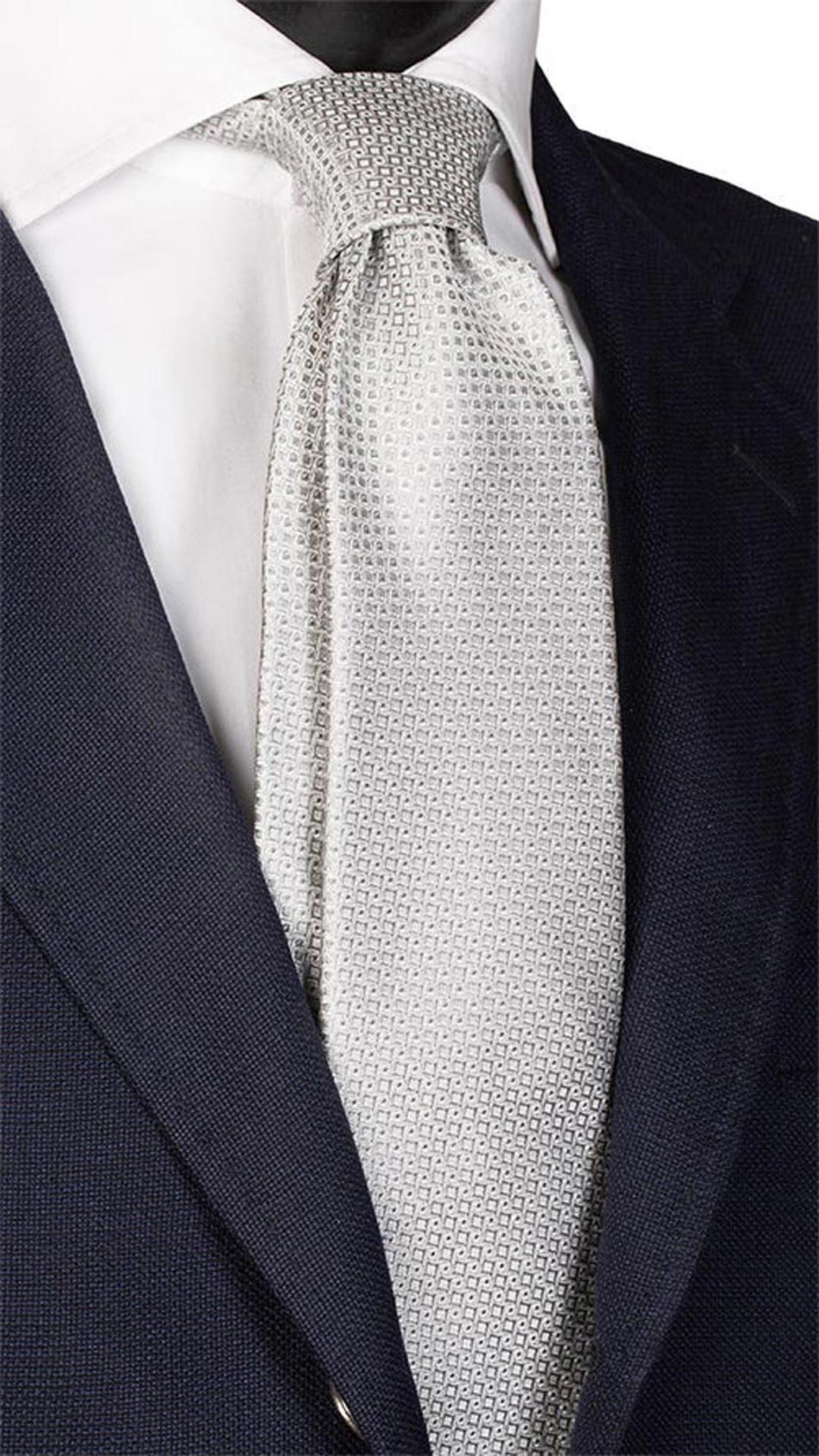 Cravatta da Cerimonia di Seta Grigia Fantasia Tono su Tono CY5891 Made in Italy Graffeo Cravatte