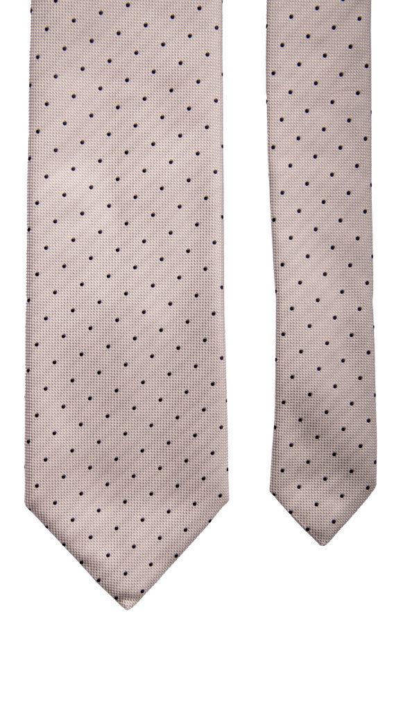 Cravatta da Cerimonia di Seta Grigia Perla a Pois Blu Made in Italy Graffeo Cravatte Pala