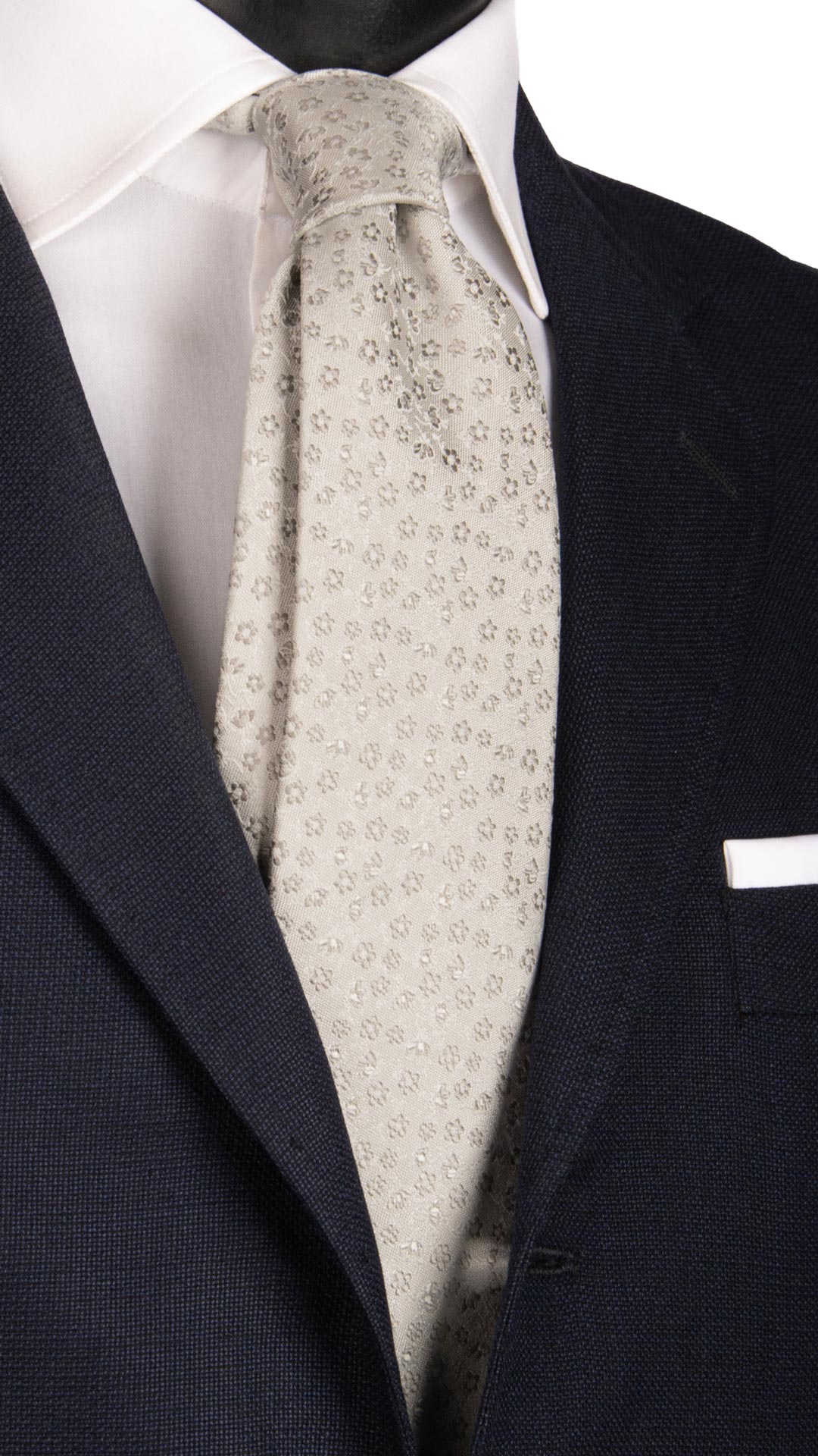 Cravatta da Cerimonia di Seta Grigio Argento Cangiante a Fiori Grigi Made in Italy Graffeo Cravatte