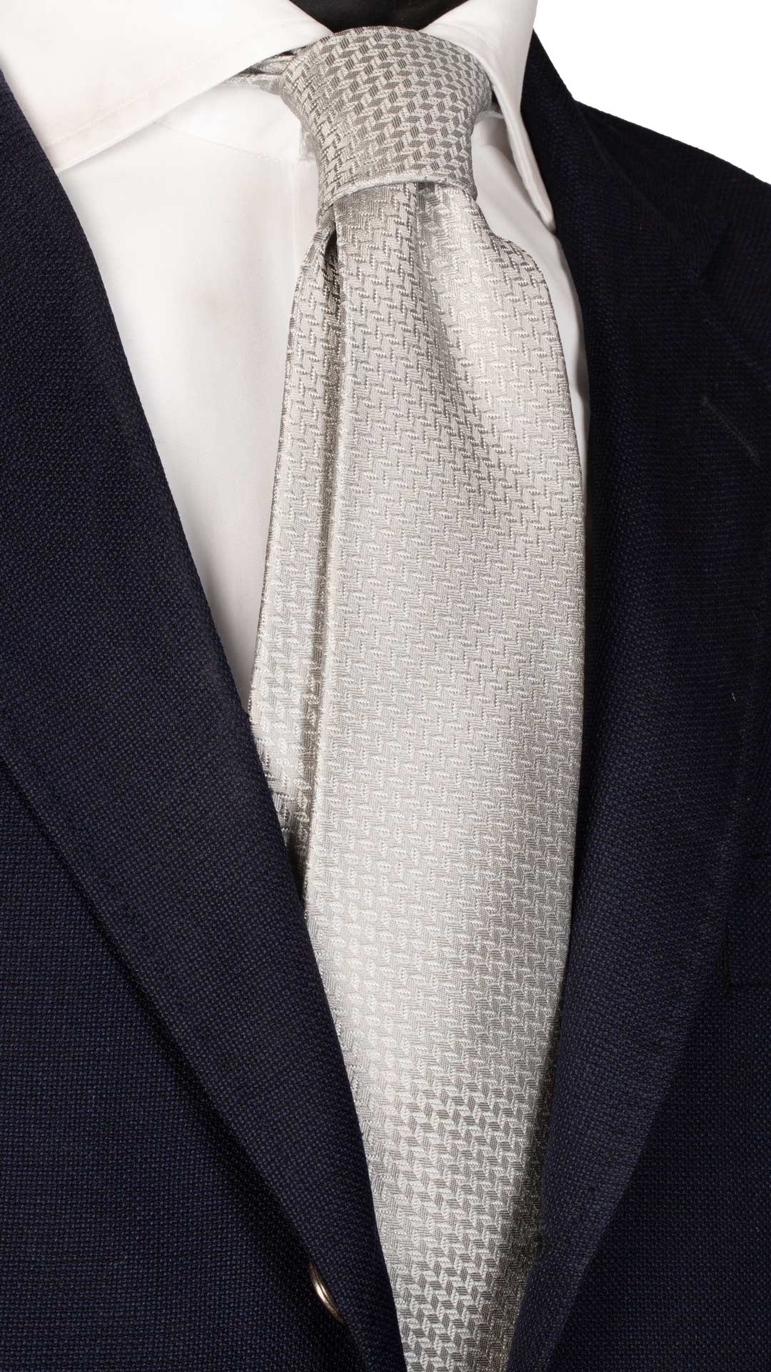 Cravatta da Cerimonia di Seta Grigio Argento Fantasia Bianca Made in Italy Graffeo Cravatte