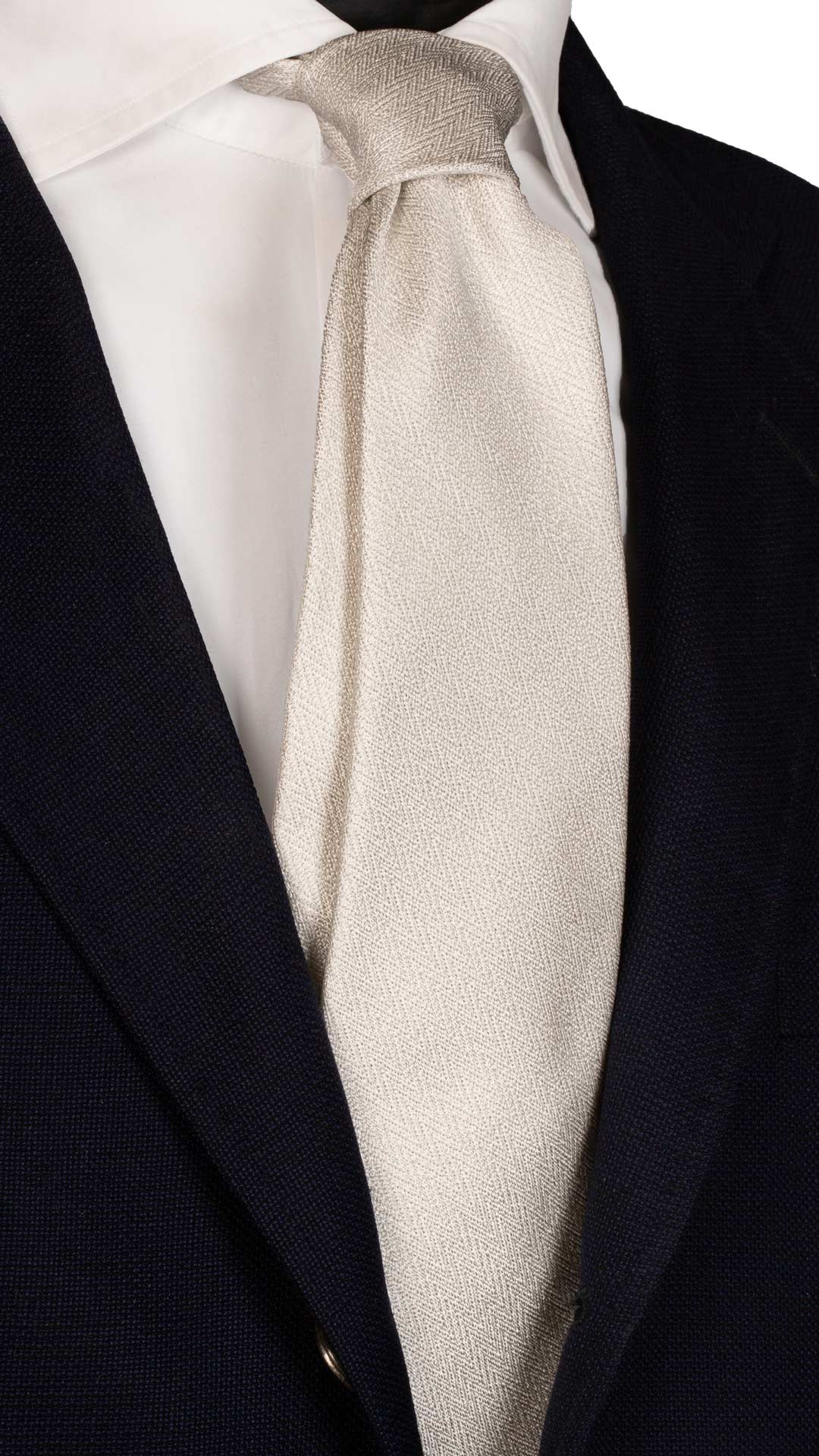 Cravatta da Cerimonia di Seta Grigio Argento Fantasia Lisca di Pesce Made in Italy Graffeo Cravatte