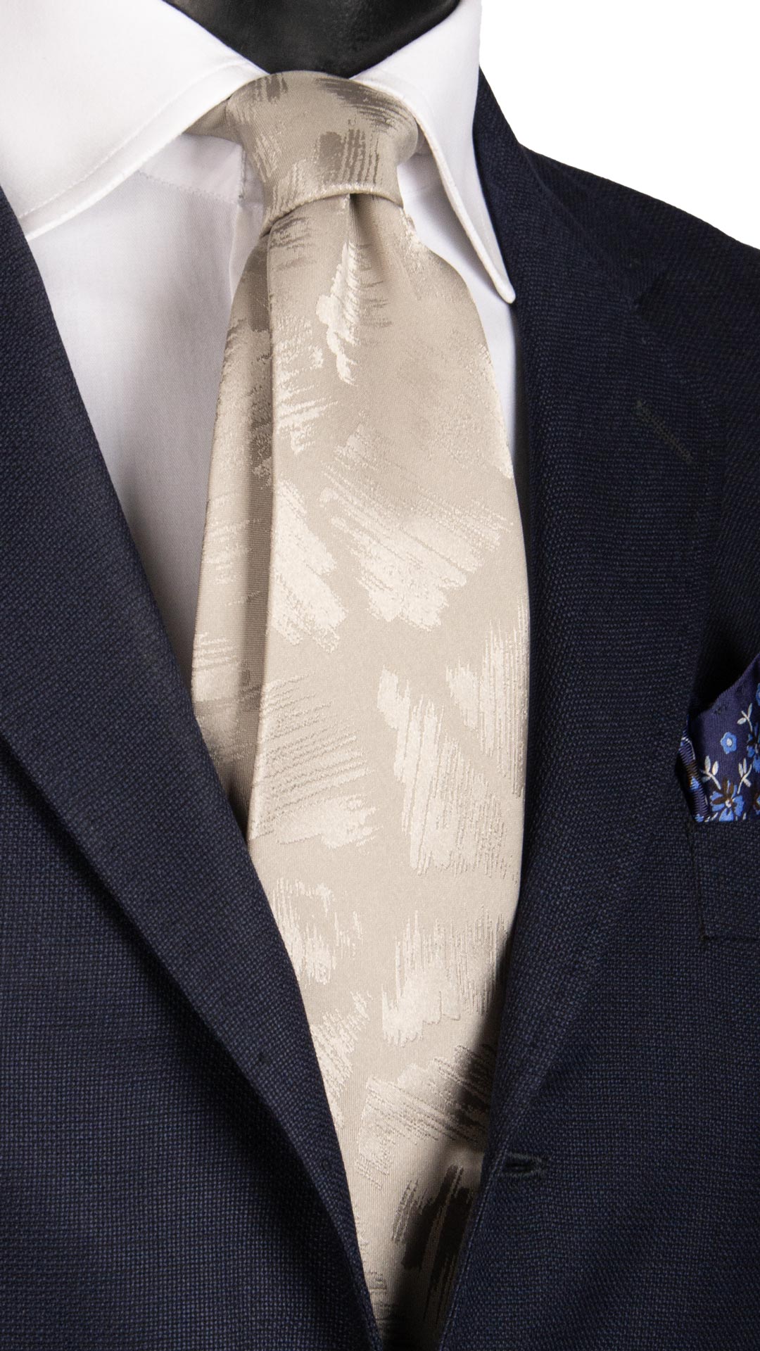 Cravatta da Cerimonia di Seta Grigio Argento Fantasia Tono su Tono CY6707 Made in Italy Graffeo Cravatte