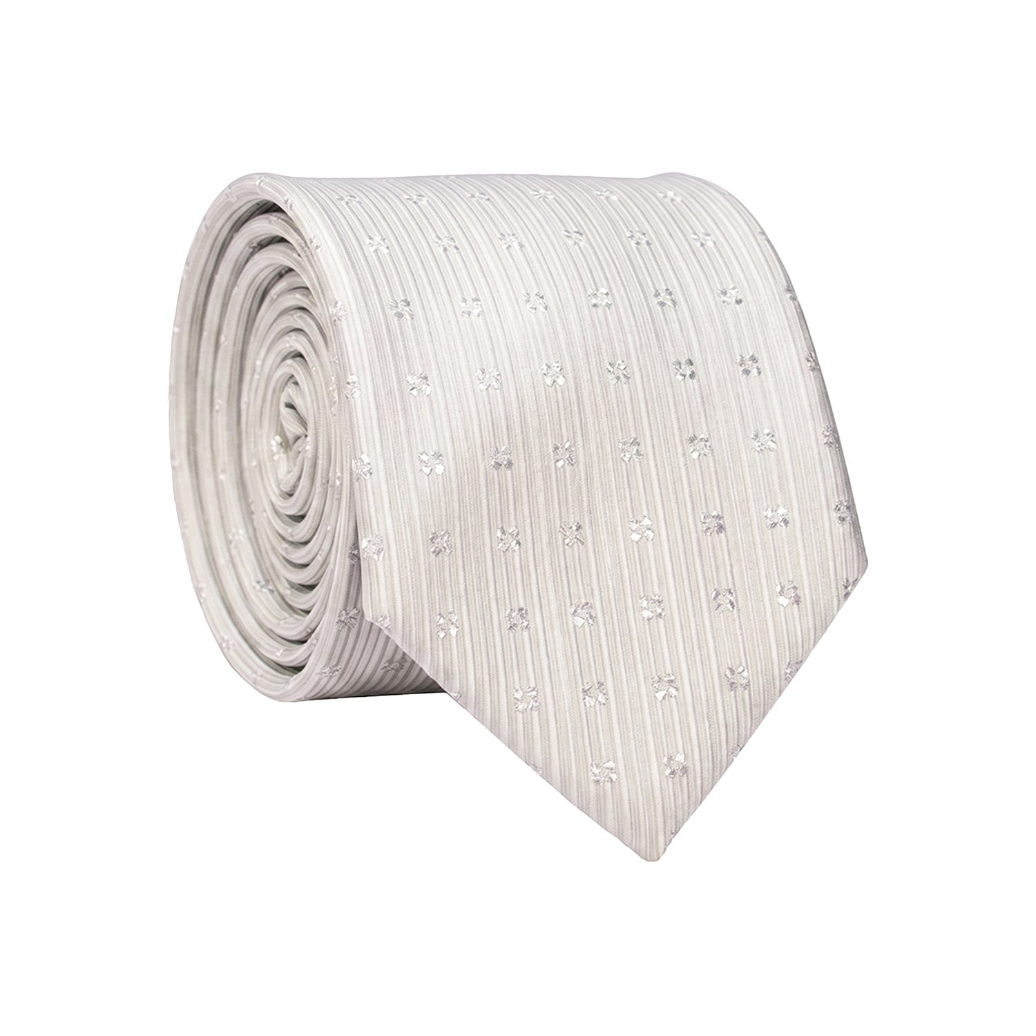Cravatta da Cerimonia di Seta Grigio Argento Fantasia Tono su Tono Lurex CY1594 Graffeo Cravatte Made in Italy Rotolo