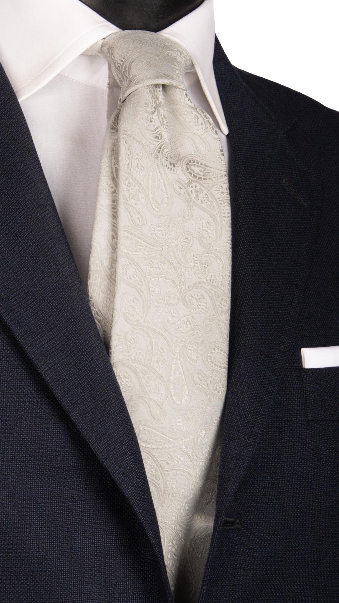 Cravatta da Cerimonia di Seta Grigio Argento Paisley Tono su Tono Made in Italy Graffeo Cravatte