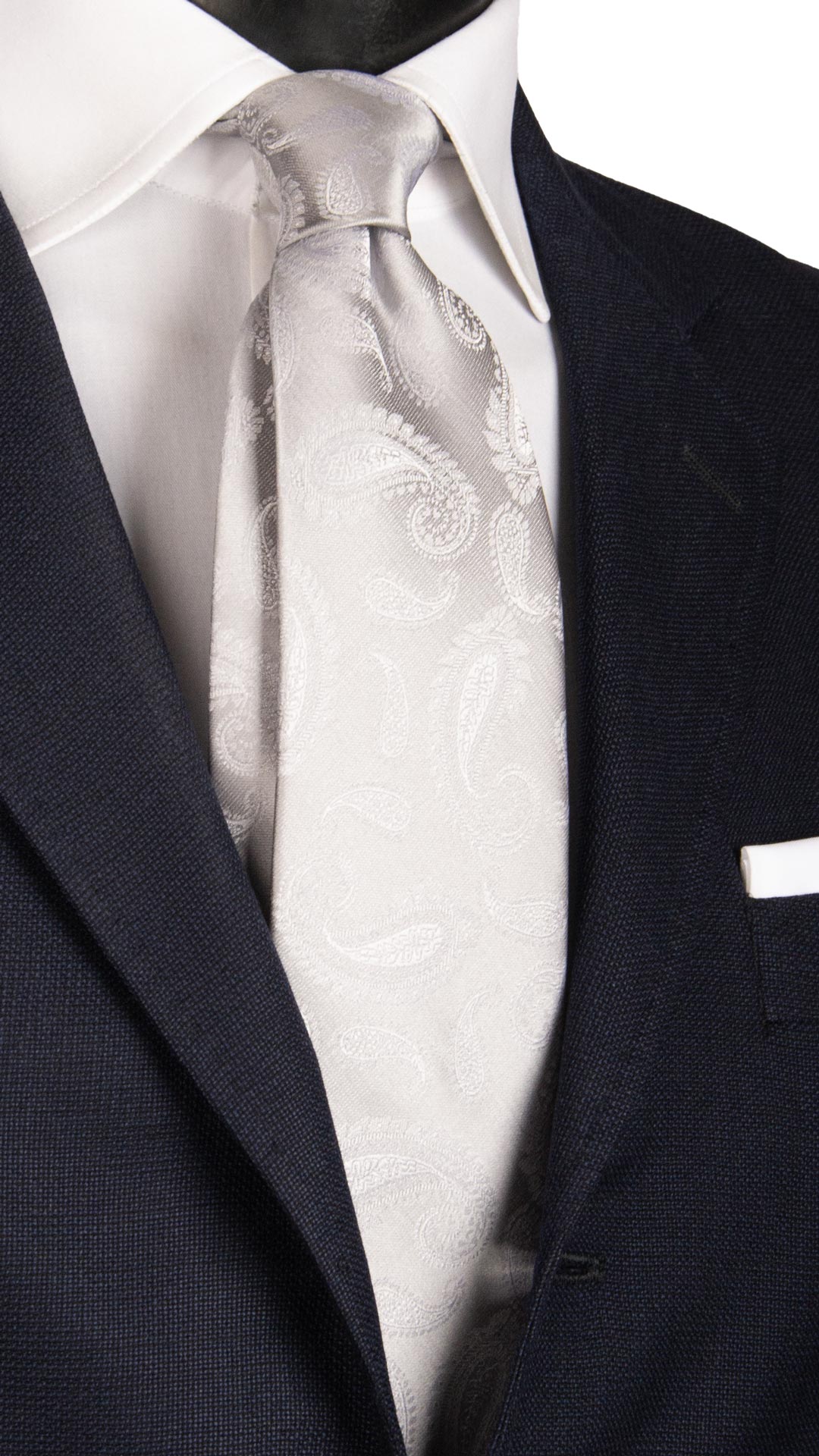 Cravatta da Cerimonia di Seta Grigio Argento Paisley Tono su Tono CY6718 Made in Italy Graffeo Cravatte