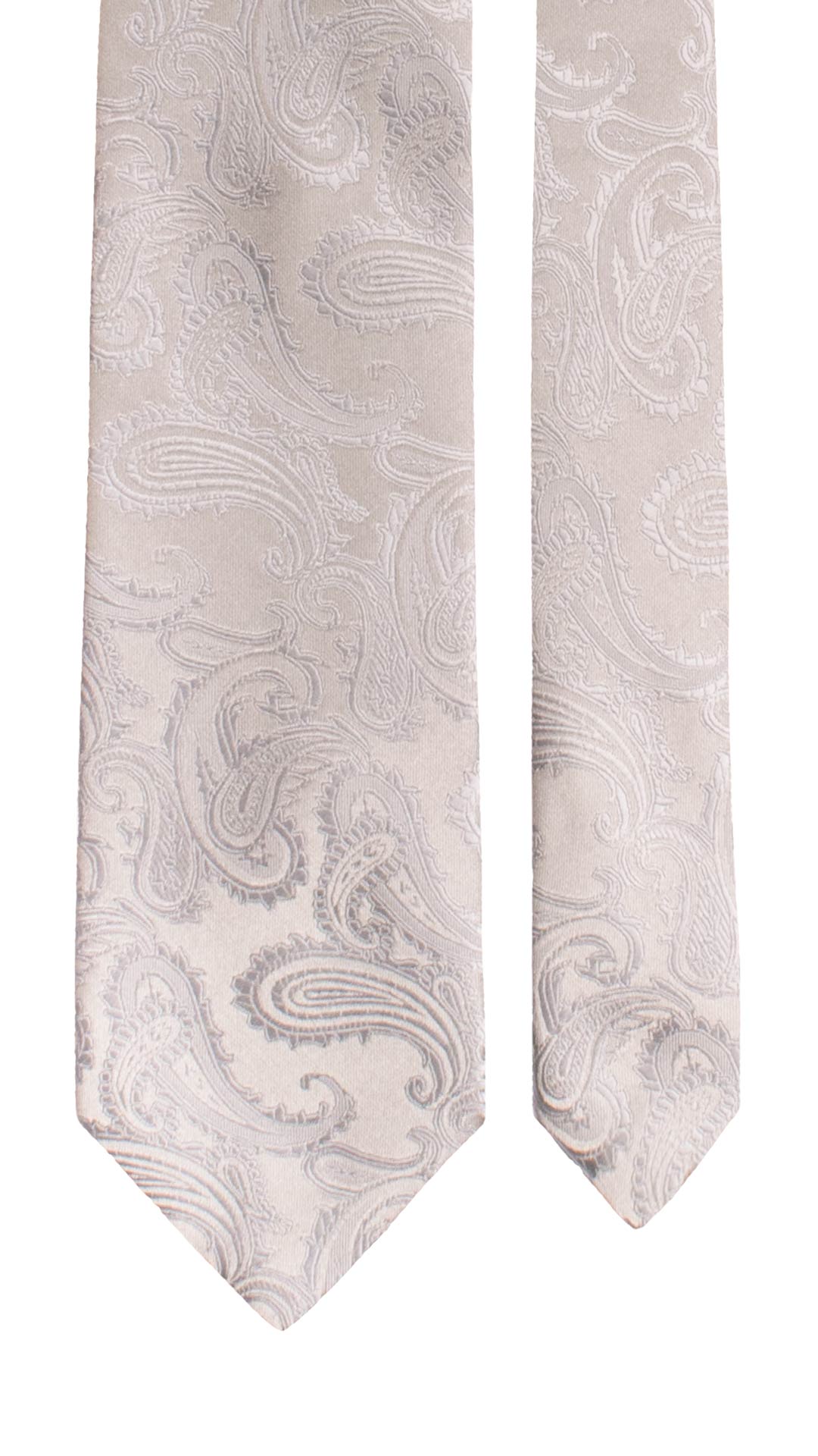 Cravatta da Cerimonia di Seta Grigio Argento Paisley Tono su Tono CY1589 Graffeo Cravatte Made in Italy Pala