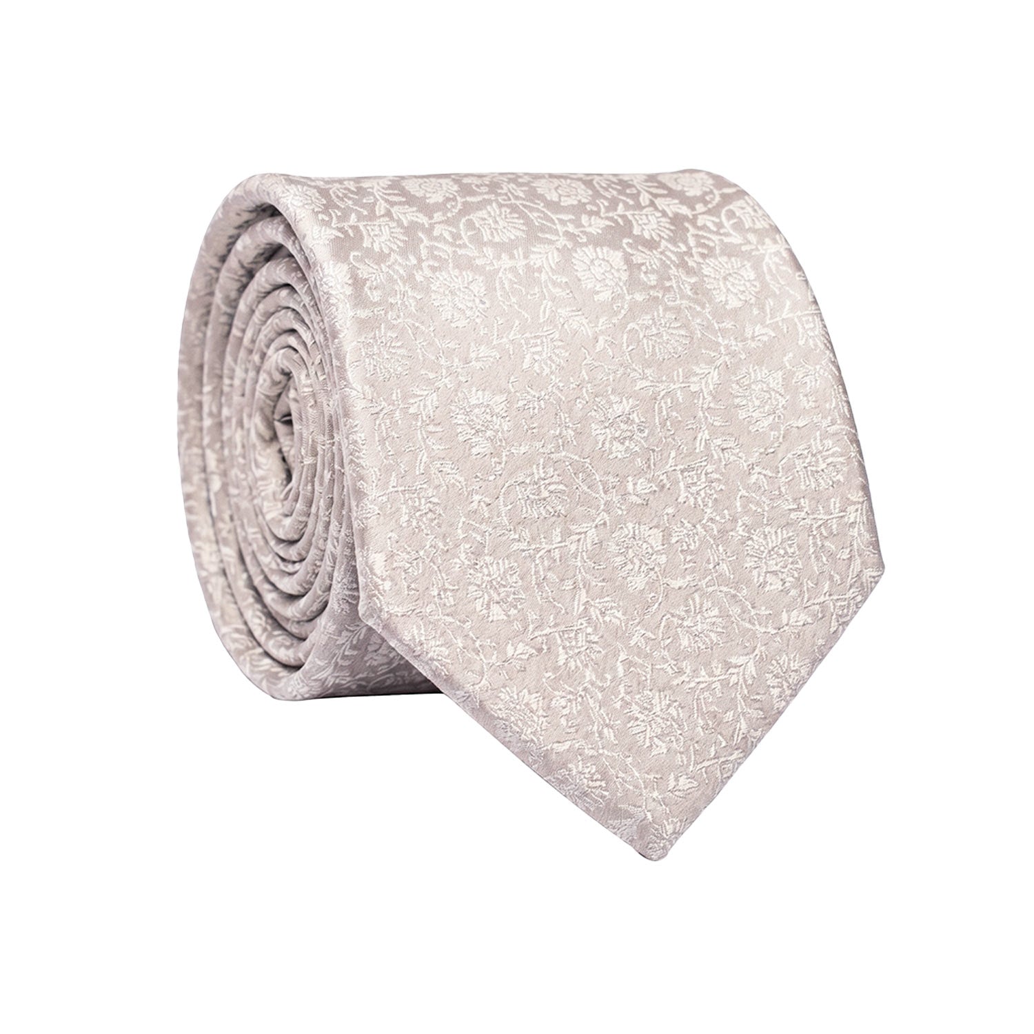 Cravatta da Cerimonia di Seta Grigio Argento a Fiori Tono su Tono CY1587 Graffeo Cravatte Made in Italy Rotolo