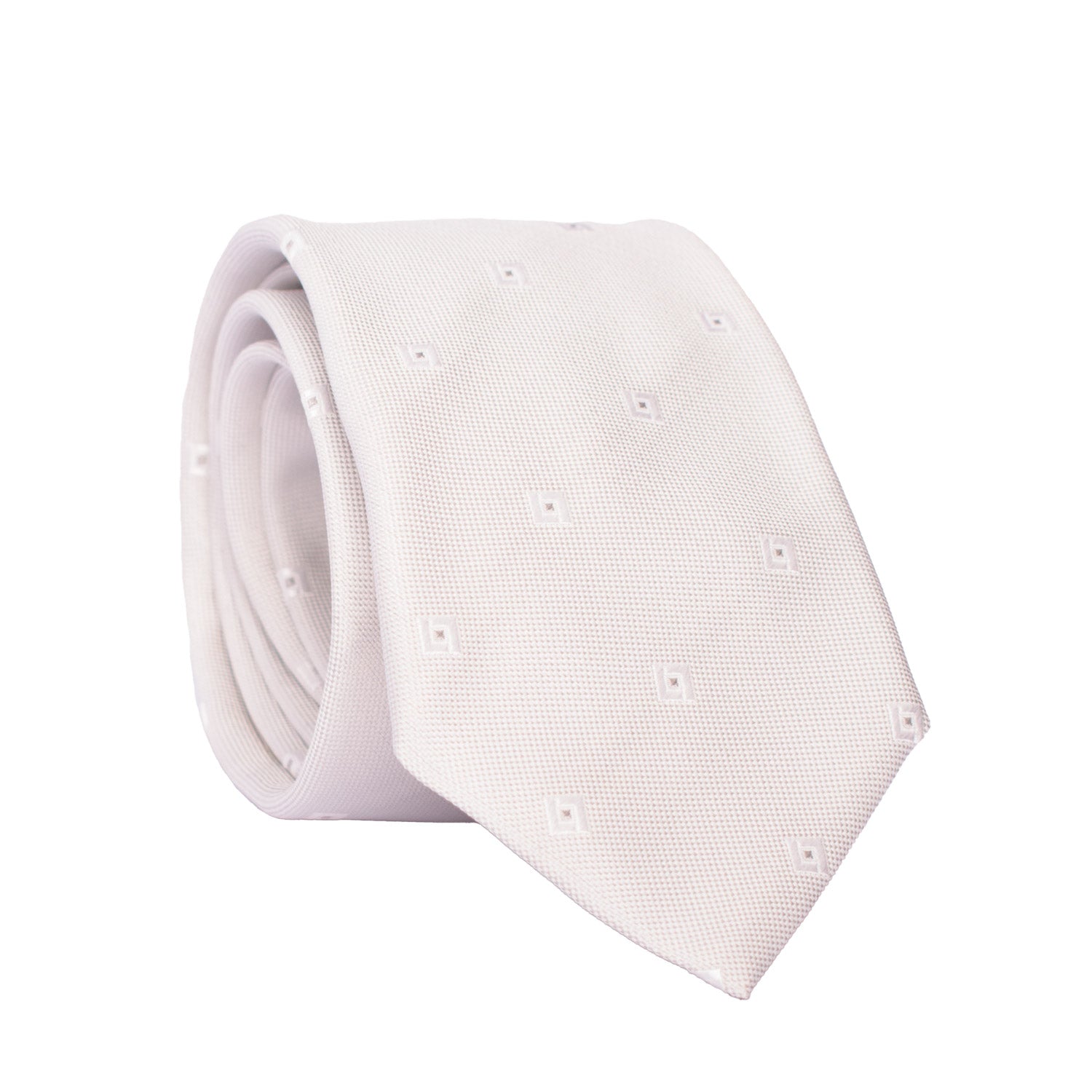 Cravatta da Cerimonia di Seta Grigio Perla Fantasia Bianca CY6652 Arrotolata